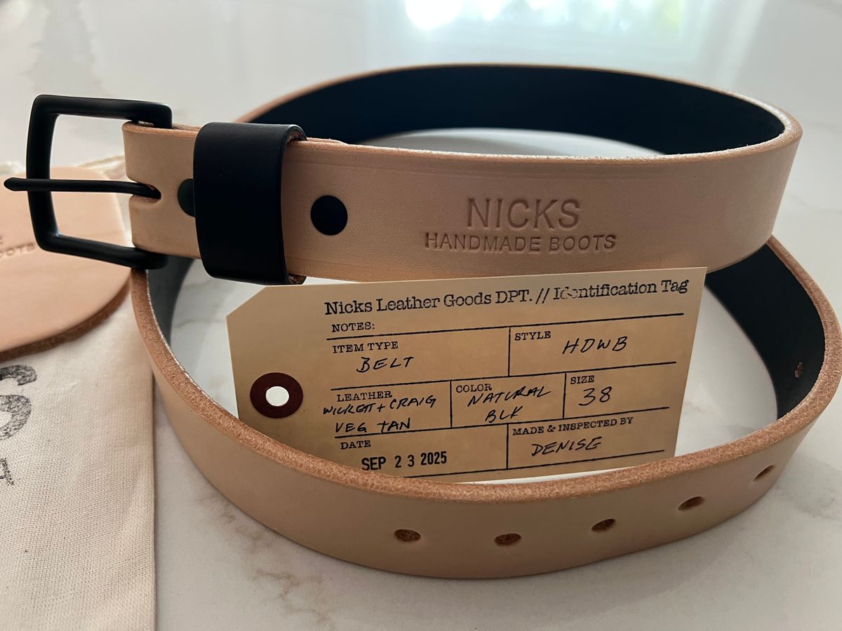 Photo by spiritualized50 on September 26, 2025 of the Nicks Heavy Duty Work Belt in Wickett & Craig Natural Veg Tan.