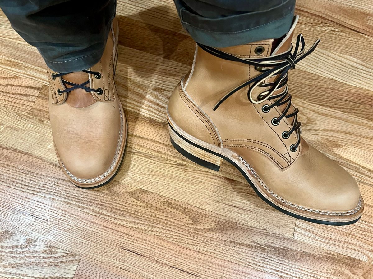 Photo by spiritualized50 on December 9, 2025 of the Nicks Lace Up Heritage in Horween Light Natural Dublin.