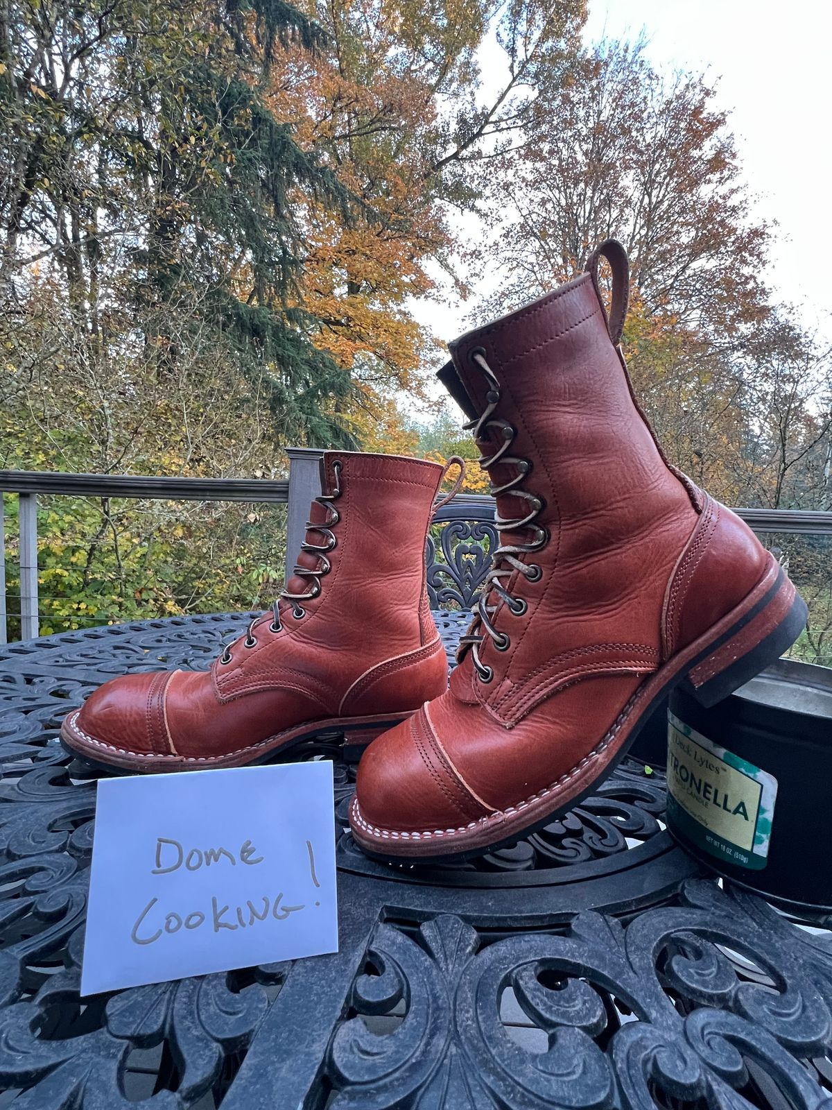 Photo by spiritualized50 on November 3, 2025 of the Nicks DomePro in Horween English Tan Dublin.