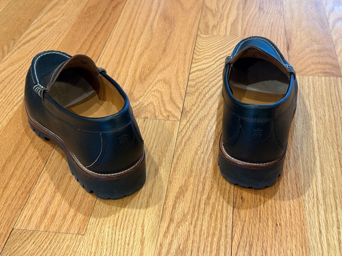 Photo by SYNTHESIZER on December 25, 2025 of the Brooks Brothers Penny Loafers in Undefined matte black Horween leather.