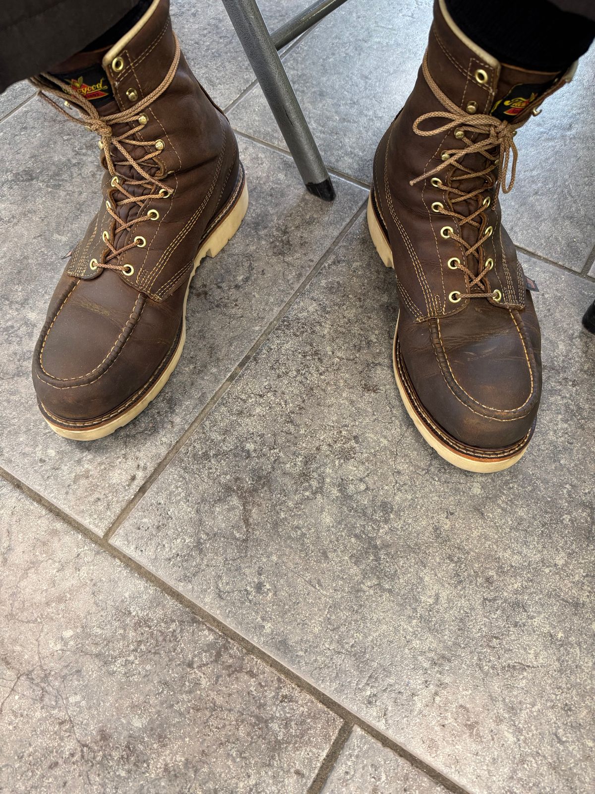 Photo by thwompd on March 2, 2025 of the Thorogood American Heritage 8" Moc Toe in Seidel Trail Crazy Horse.