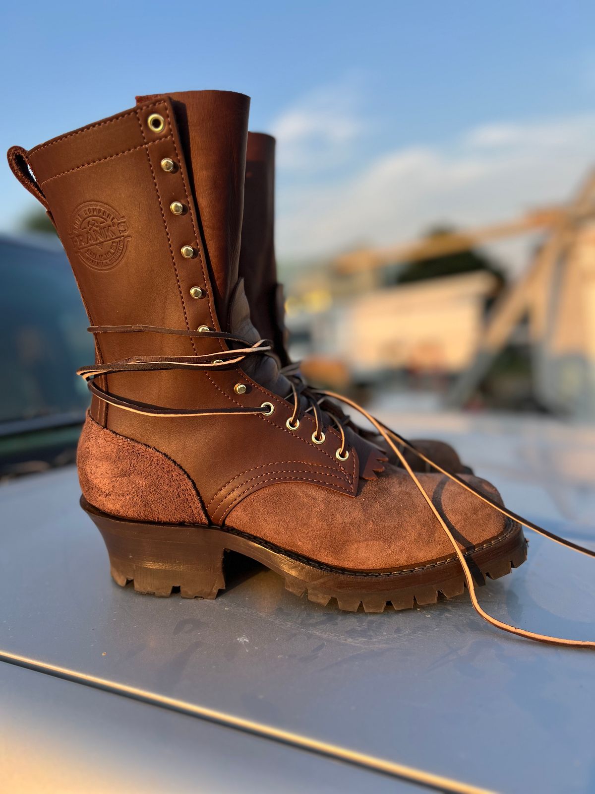 Photo by jfcam on July 17, 2025 of the Frank's Boots The Patriot in Seidel Walnut Oil Tan.