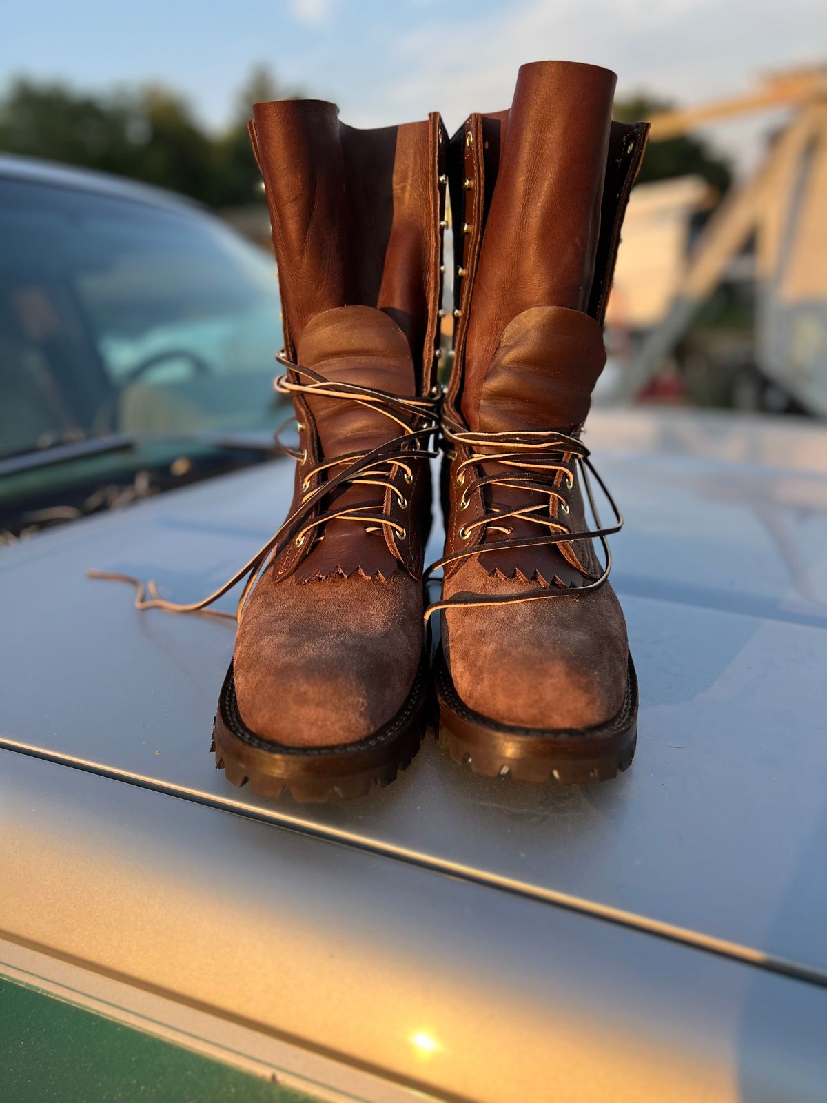 Photo by jfcam on July 18, 2025 of the Frank's Boots The Patriot in Seidel Walnut Oil Tan.