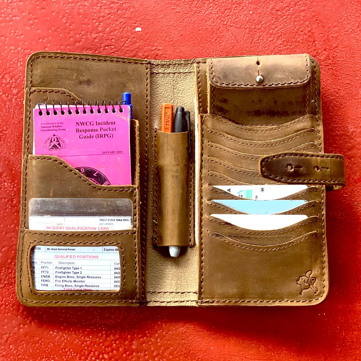 Photo by SerotinousCone on November 6, 2025 of the Saddleback Leather Co. Big Wallet in Tobacco.
