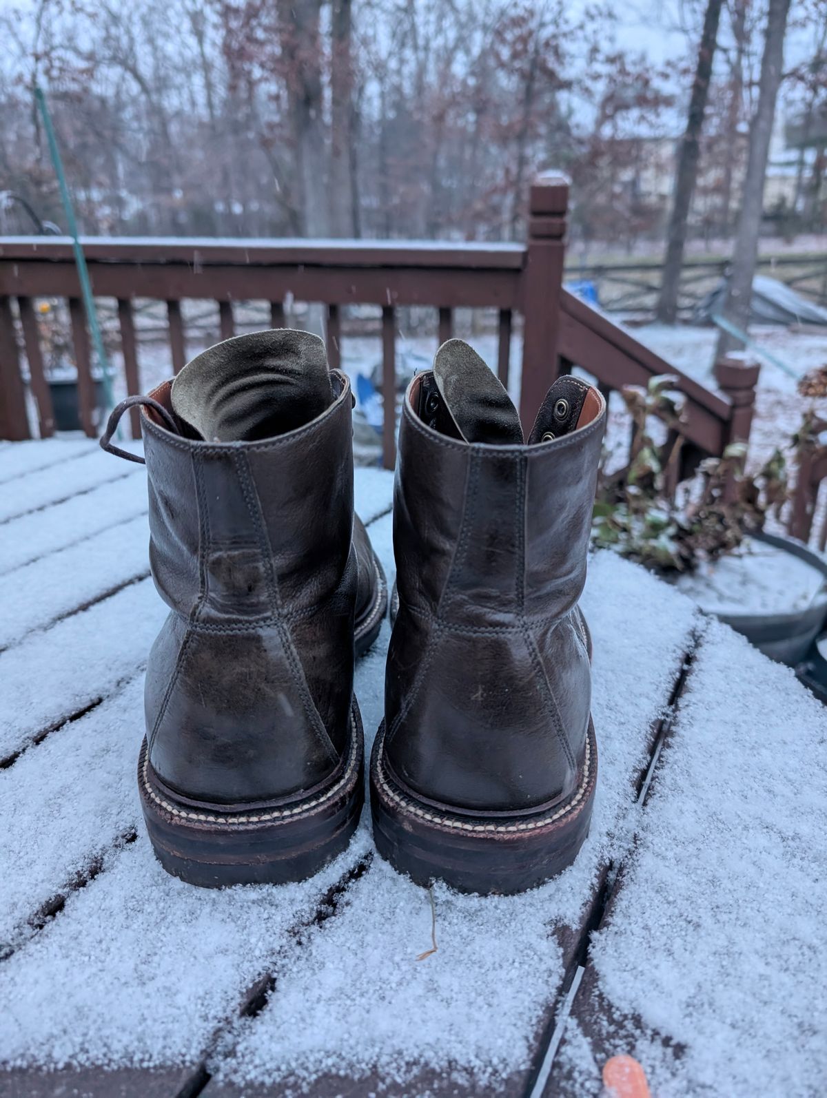 Photo by donkey008 on December 5, 2025 of the Grant Stone Brass Boot in Jungle Kangaroo Maryam Tannery.