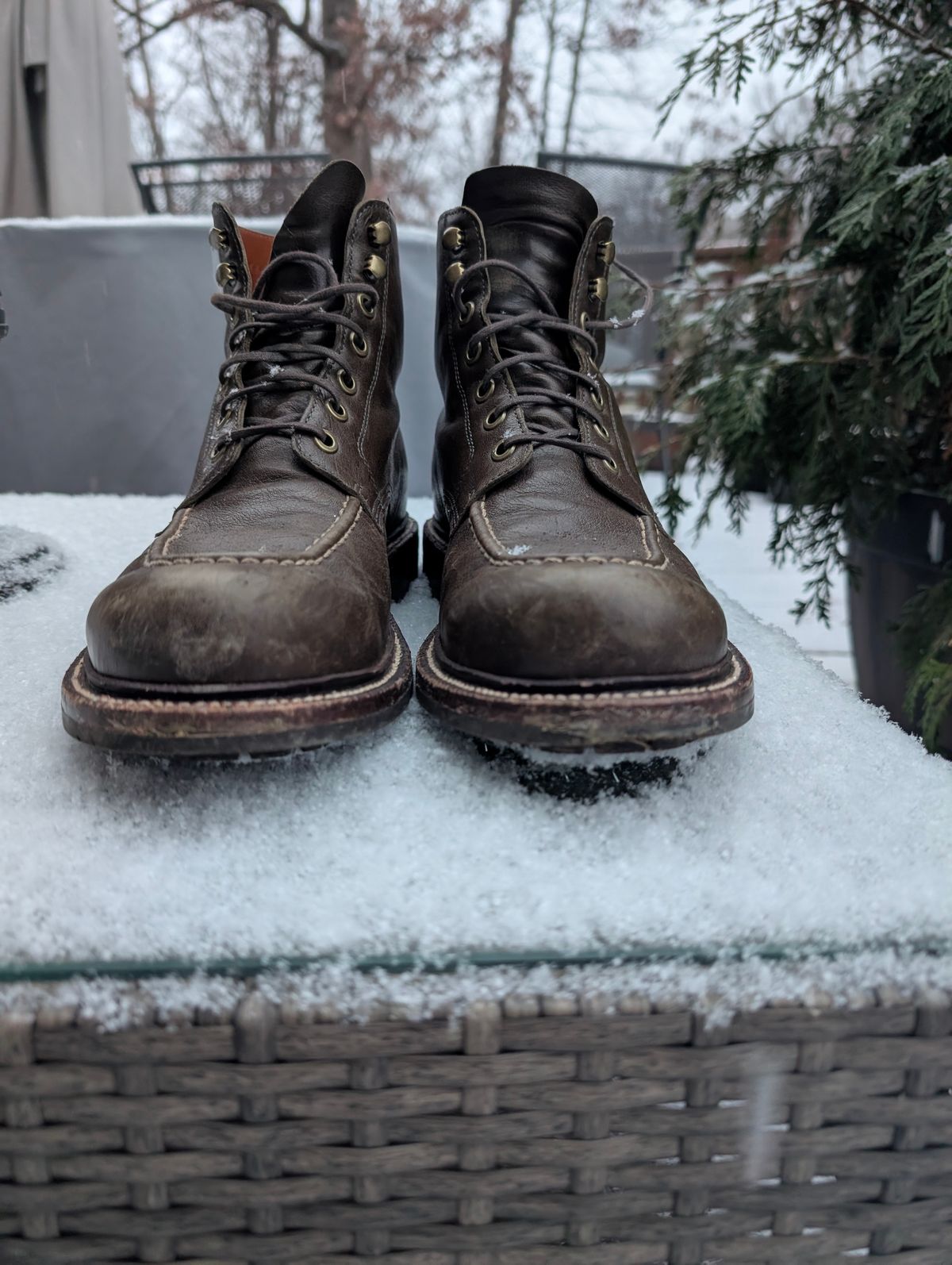 Photo by donkey008 on December 5, 2025 of the Grant Stone Brass Boot in Jungle Kangaroo Maryam Tannery.