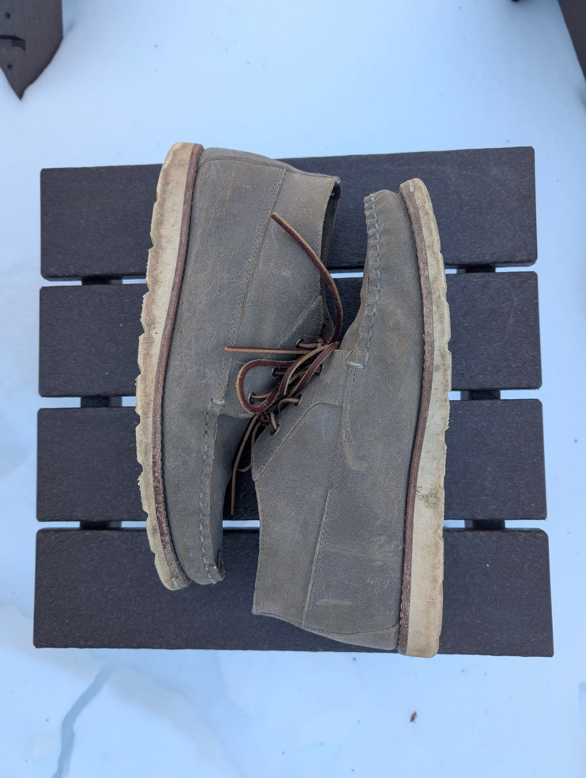 Photo by donkey008 on February 1, 2026 of the Rancourt & Co. Acadia Chukka Redux in C.F. Stead Driftwood Waxy Commander.