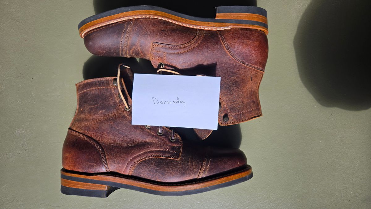 Photo by newguyhereNJ on October 3, 2024 of the Truman Cap Toe Boot in Cognac Teton Stag.