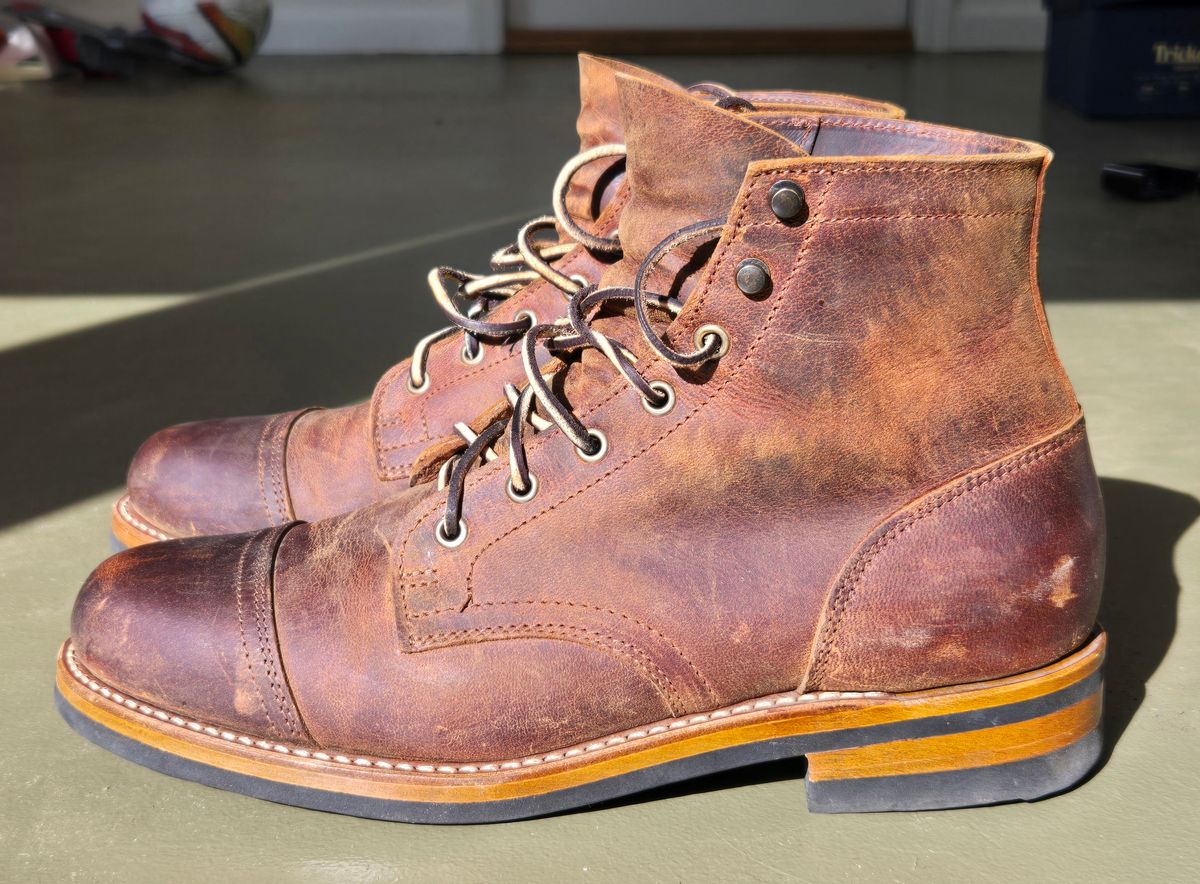 Photo by newguyhereNJ on November 5, 2024 of the Truman Cap Toe Boot in Cognac Teton Stag.
