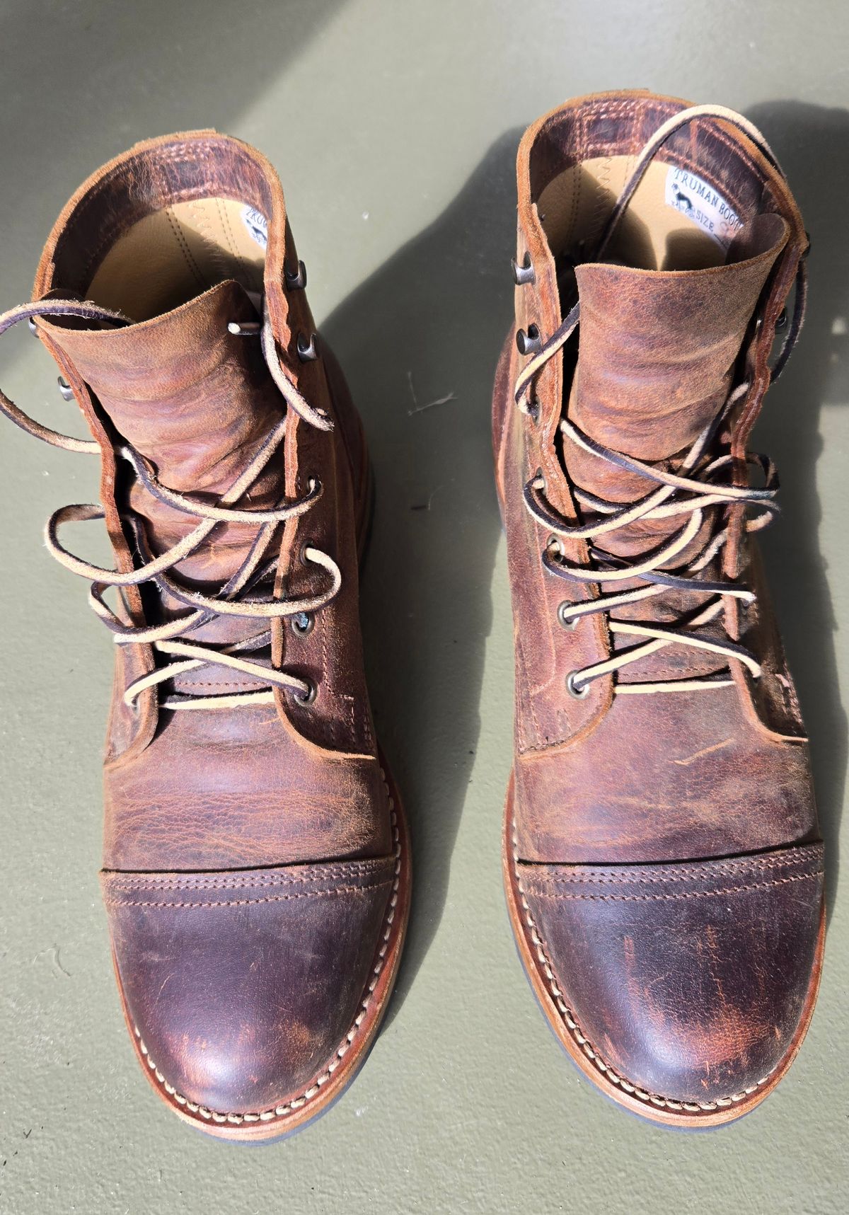 Photo by newguyhereNJ on November 5, 2024 of the Truman Cap Toe Boot in Cognac Teton Stag.