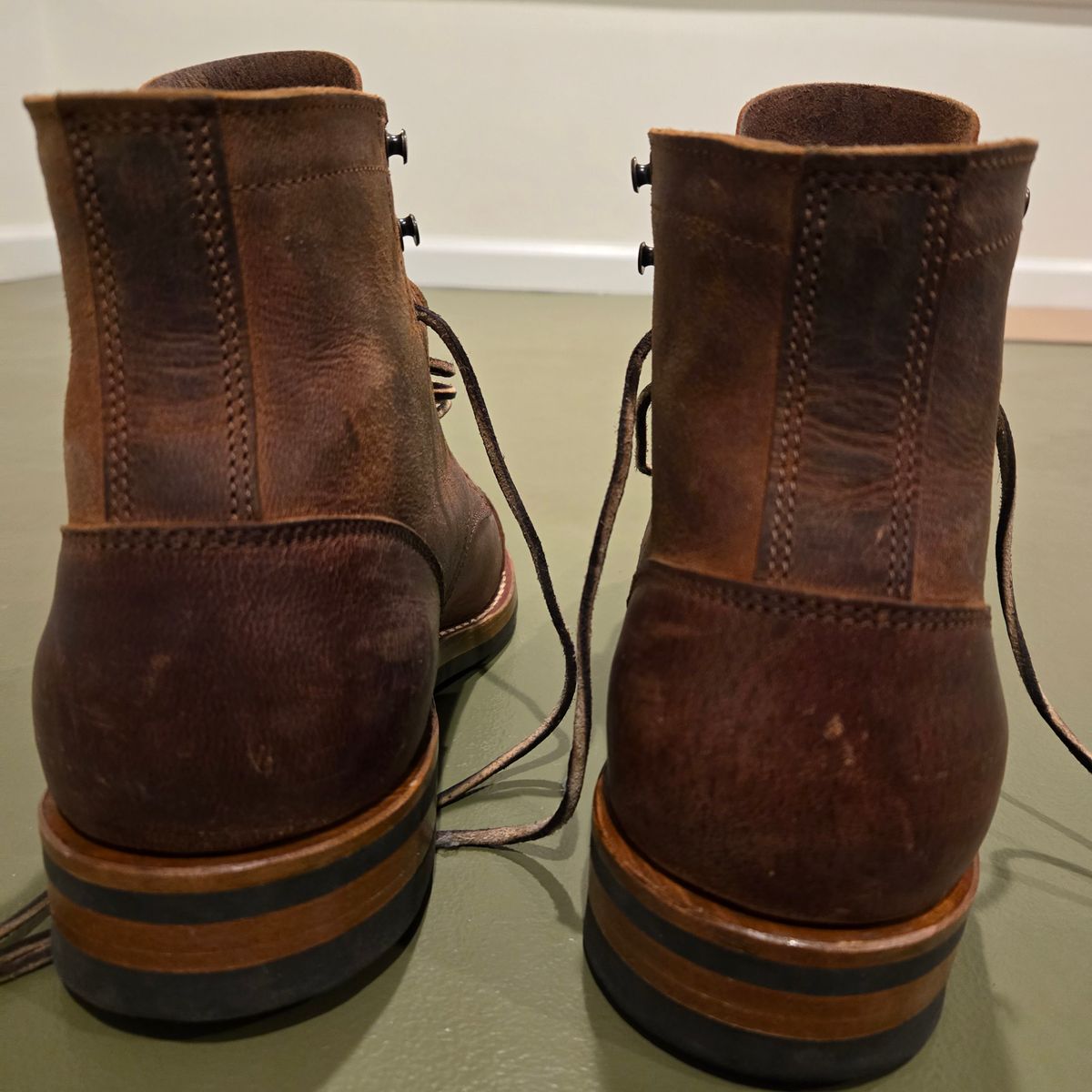 Photo by newguyhereNJ on December 6, 2024 of the Truman Cap Toe Boot in Cognac Teton Stag.