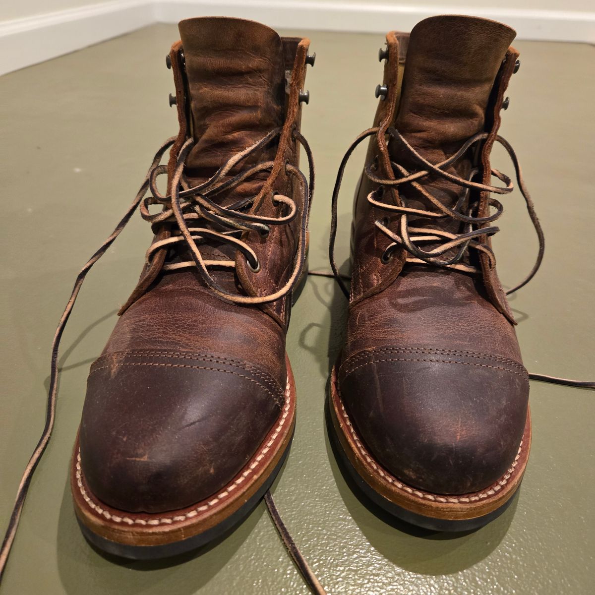 Photo by newguyhereNJ on December 6, 2024 of the Truman Cap Toe Boot in Cognac Teton Stag.