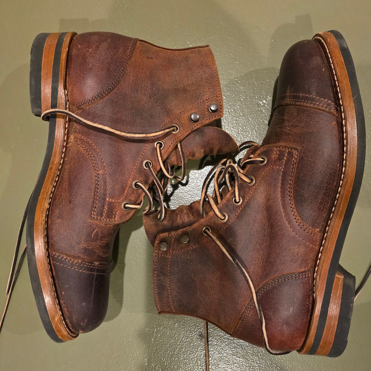 Photo by newguyhereNJ on December 6, 2024 of the Truman Cap Toe Boot in Cognac Teton Stag.