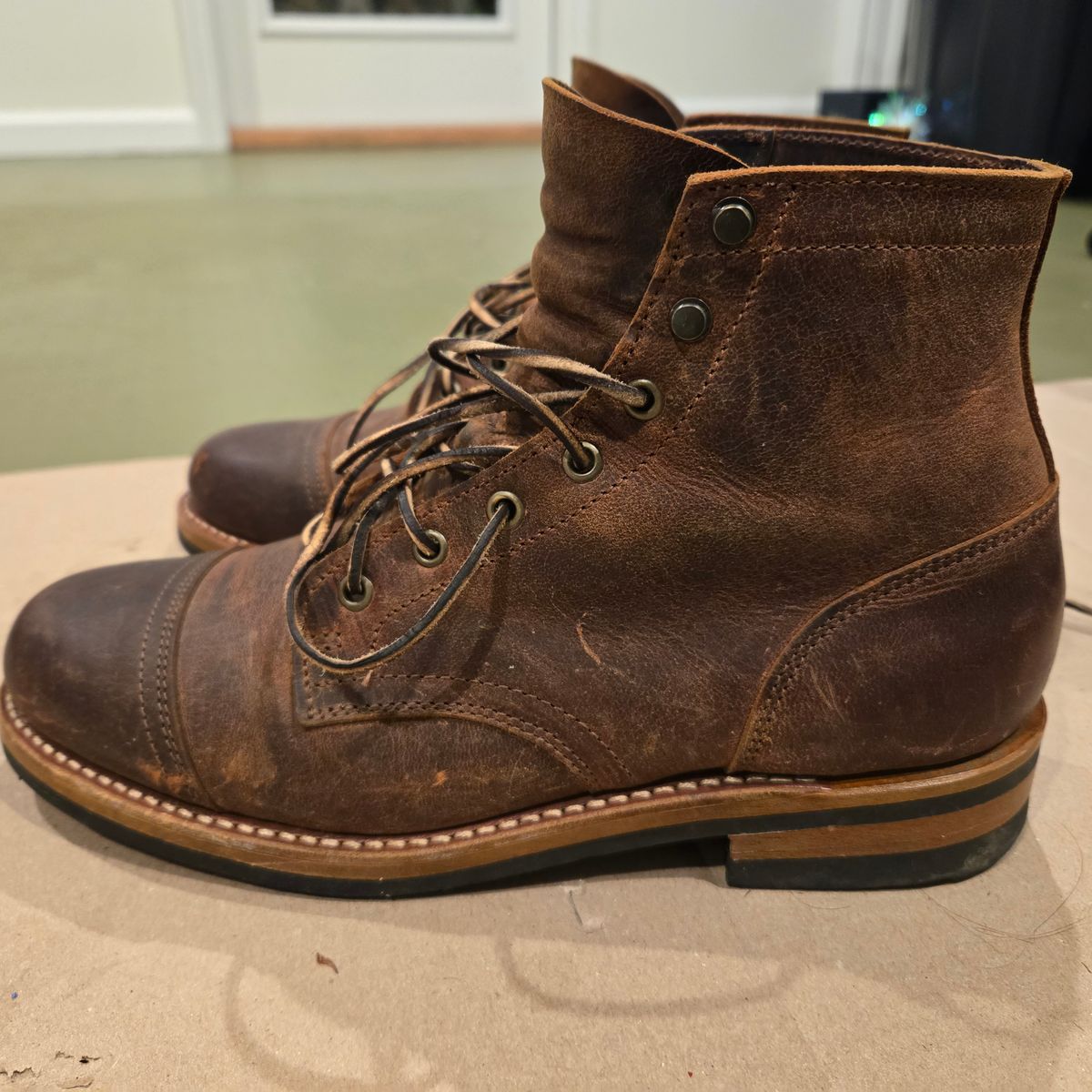 Photo by newguyhereNJ on January 6, 2025 of the Truman Cap Toe Boot in Cognac Teton Stag.