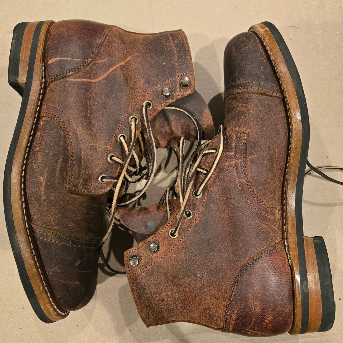 Photo by newguyhereNJ on January 6, 2025 of the Truman Cap Toe Boot in Cognac Teton Stag.