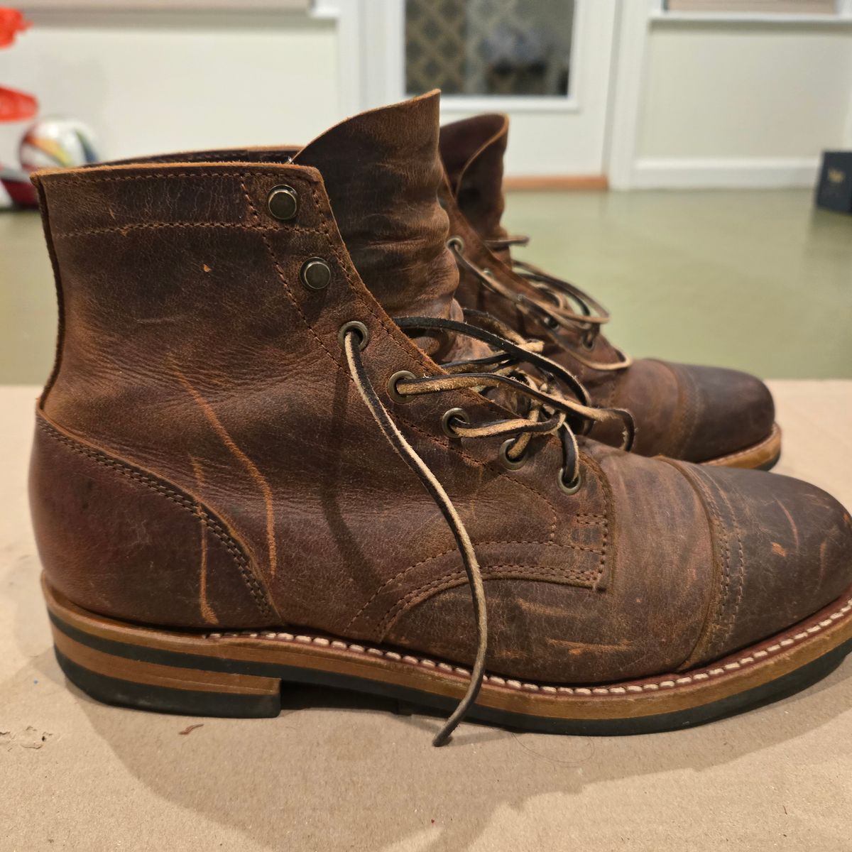 Photo by newguyhereNJ on January 6, 2025 of the Truman Cap Toe Boot in Cognac Teton Stag.