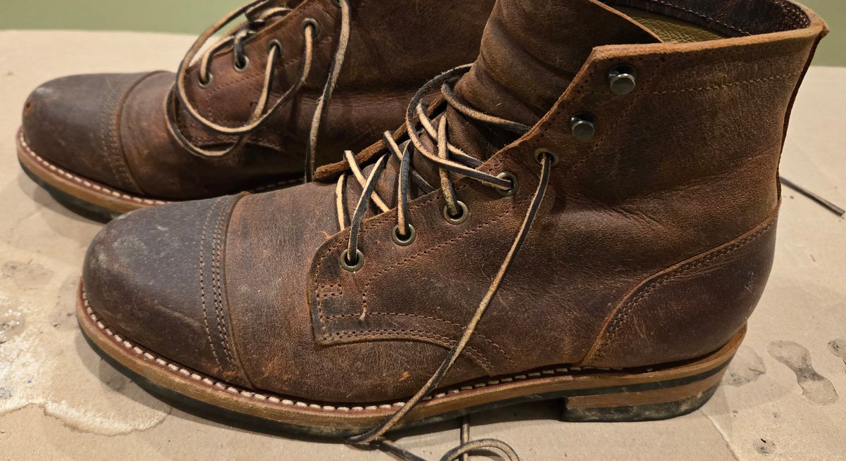 Photo by newguyhereNJ on March 5, 2025 of the Truman Cap Toe Boot in Cognac Teton Stag.