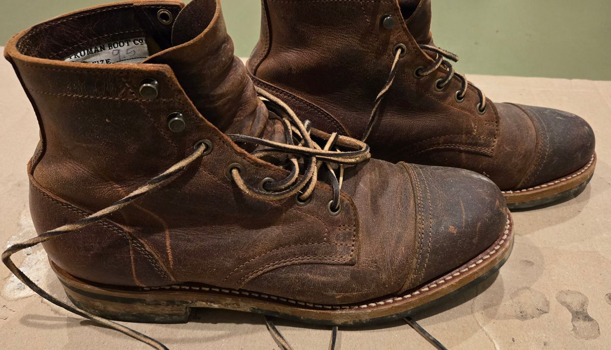 Photo by newguyhereNJ on March 5, 2025 of the Truman Cap Toe Boot in Cognac Teton Stag.