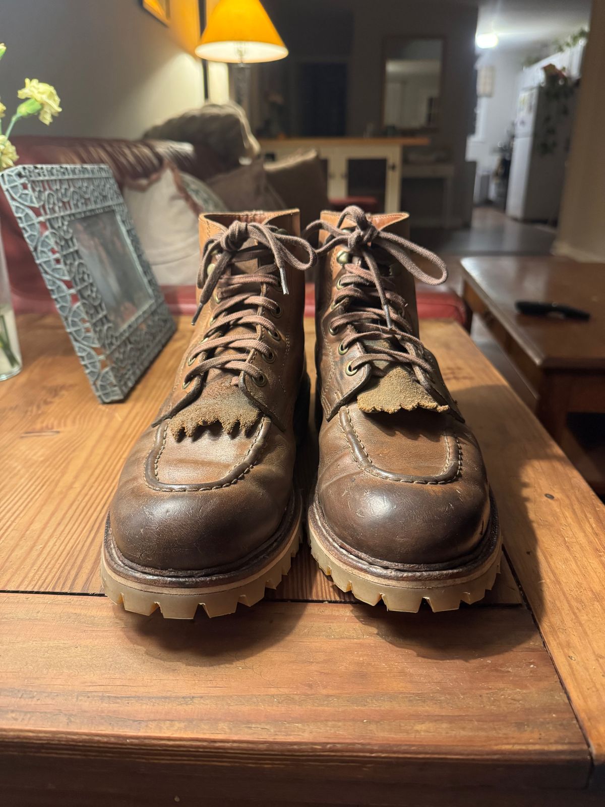 Photo by AFrat on November 3, 2025 of the Grant Stone Brass Boot in Horween Dune Chromexcel.