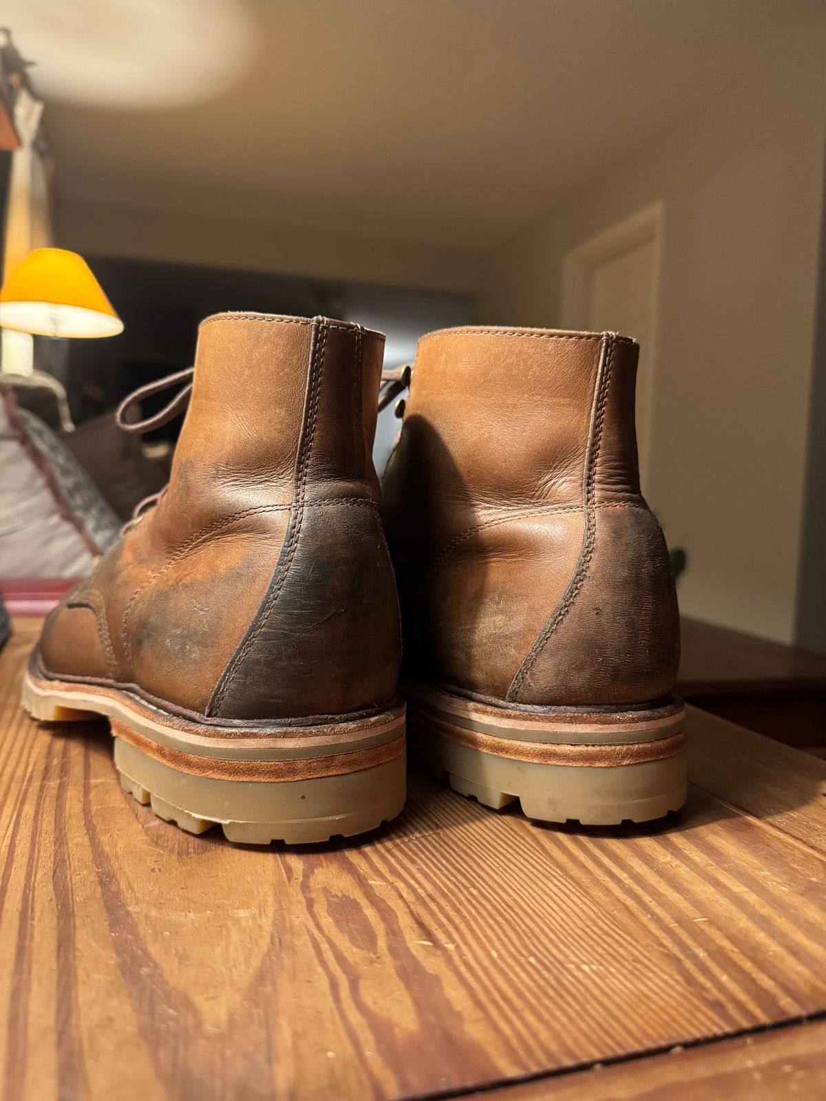 Photo by AFrat on November 3, 2025 of the Grant Stone Brass Boot in Horween Dune Chromexcel.