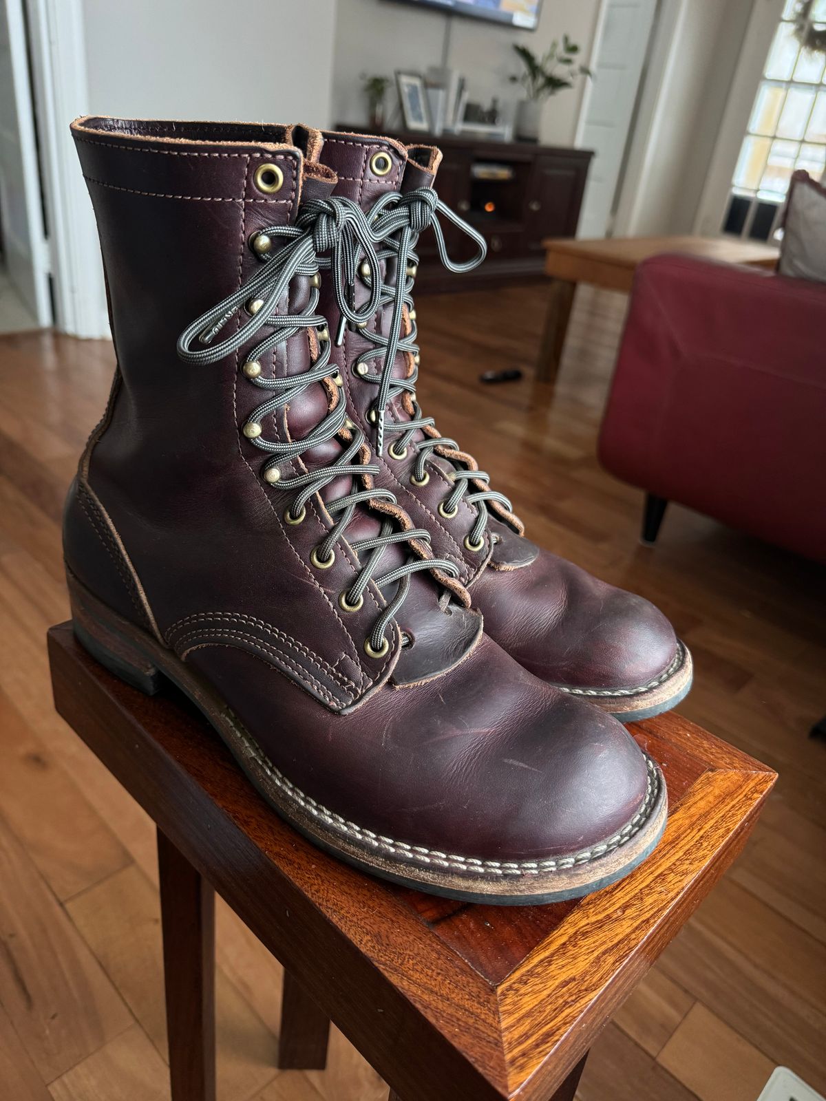 Photo by AFrat on January 25, 2026 of the Nicks MTO in Wickett & Craig Burgundy Double Stuffed.