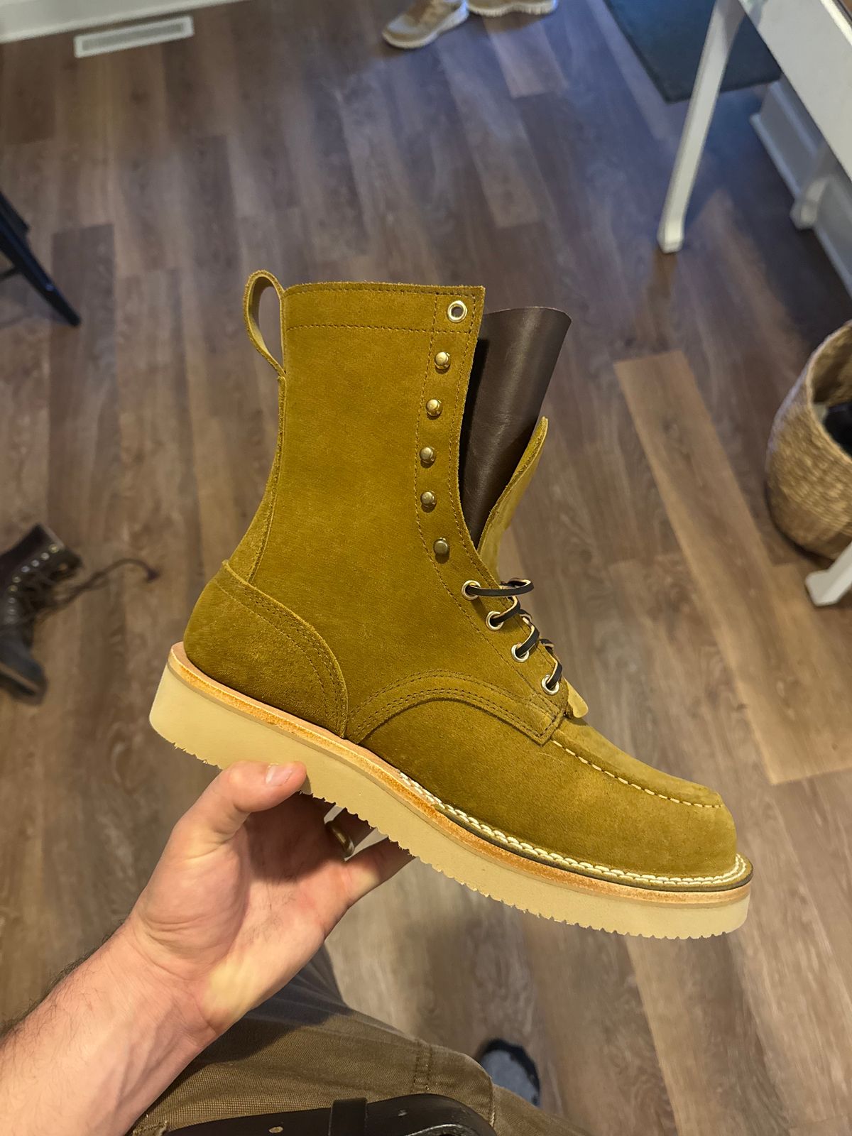 Photo by AFrat on October 1, 2024 of the Nicks Moc Toe in Tasman Leather Group Coyote Roughout.