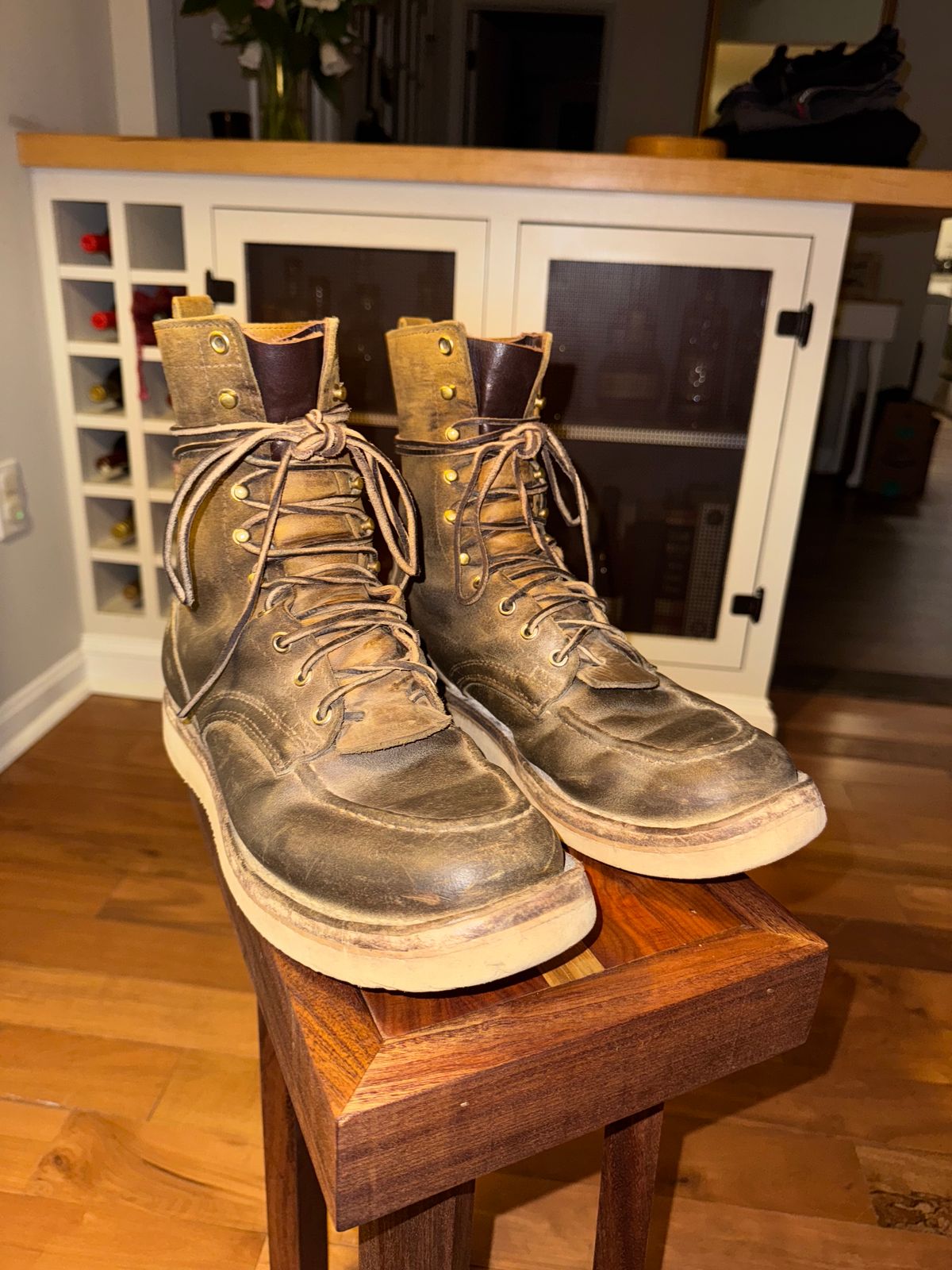 Photo by AFrat on February 21, 2025 of the Nicks Moc Toe in Tasman Leather Group Coyote Roughout.