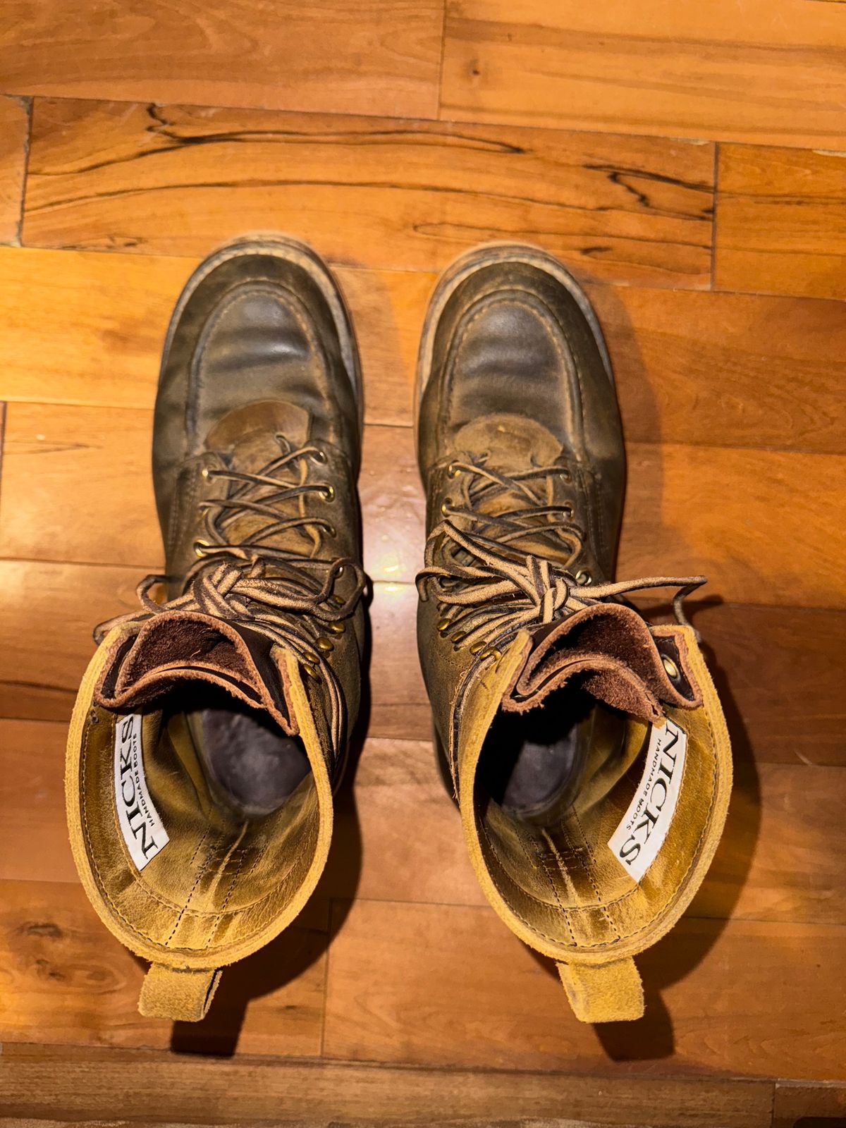 Photo by AFrat on February 21, 2025 of the Nicks Moc Toe in Tasman Leather Group Coyote Roughout.