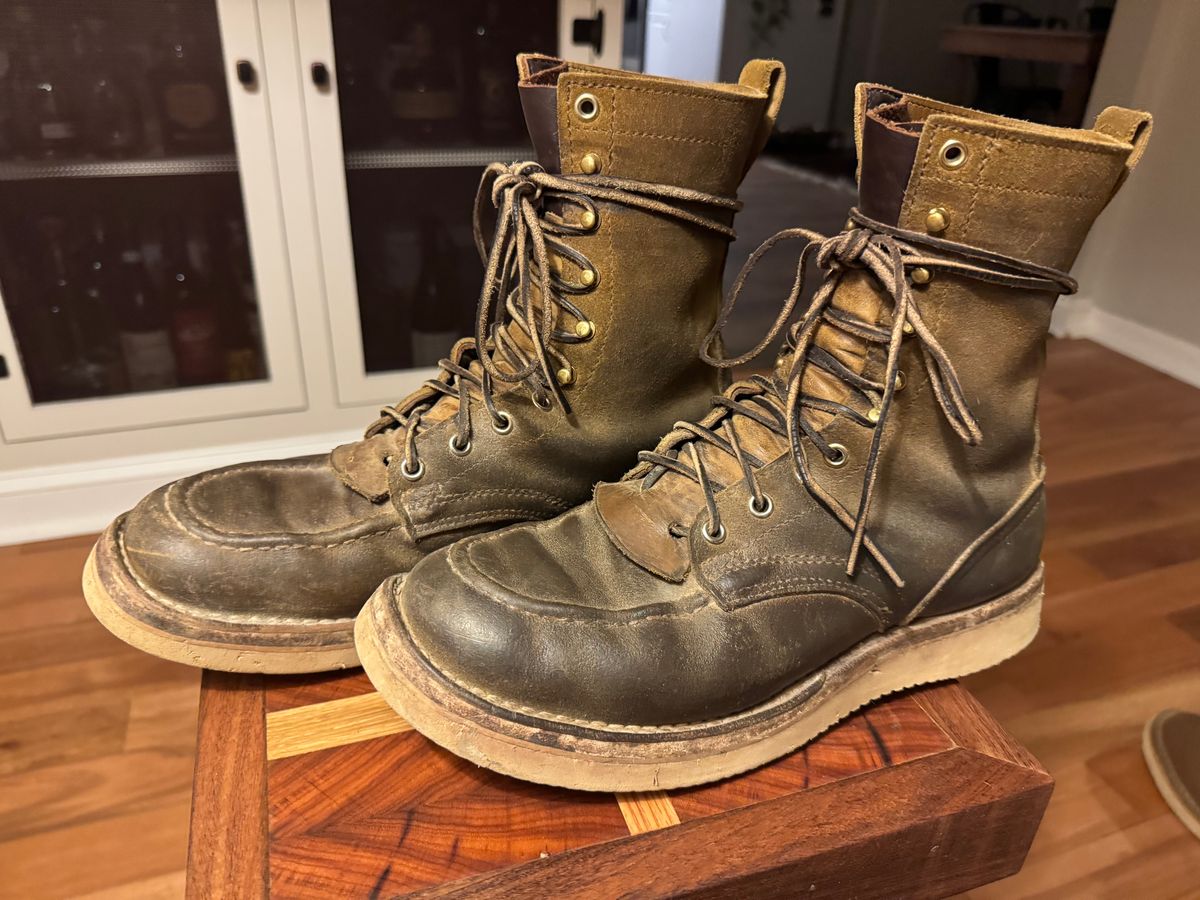 Photo by AFrat on February 21, 2025 of the Nicks Moc Toe in Tasman Leather Group Coyote Roughout.