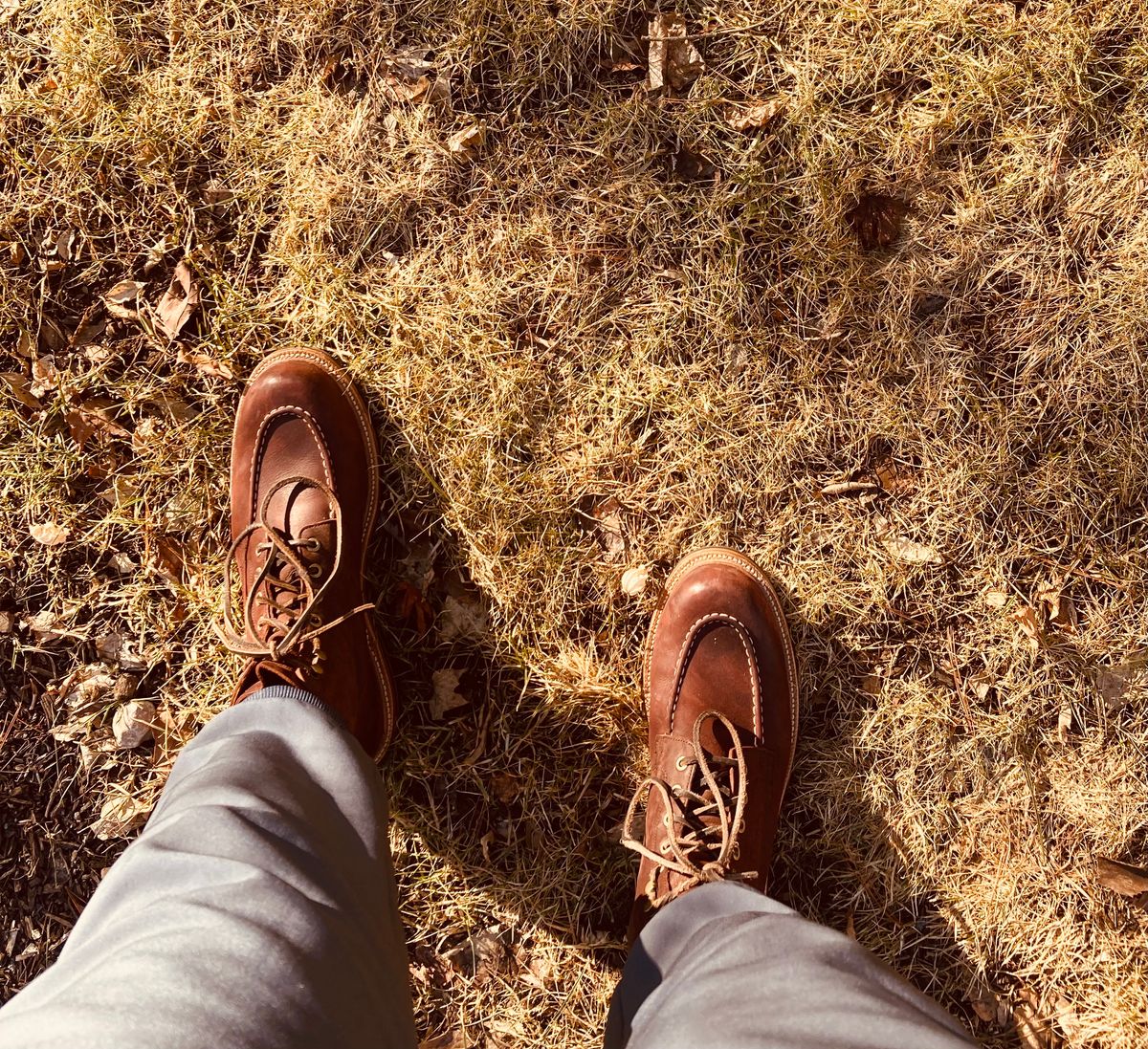 Photo by charlesh on March 2, 2025 of the Grant Stone Brass Boot in C.F. Stead Dark Burgundy Classic Kudu.