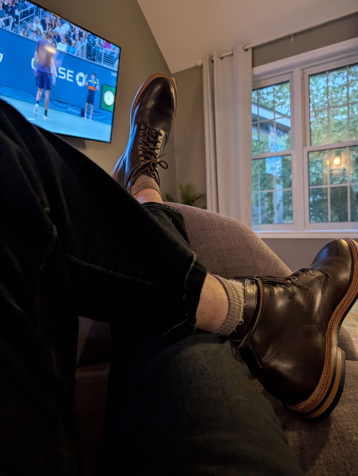 Photo by Spud_Murphy99 on August 29, 2025 of the Grant Stone Diesel Boot in Horween Crimson Chromexcel.