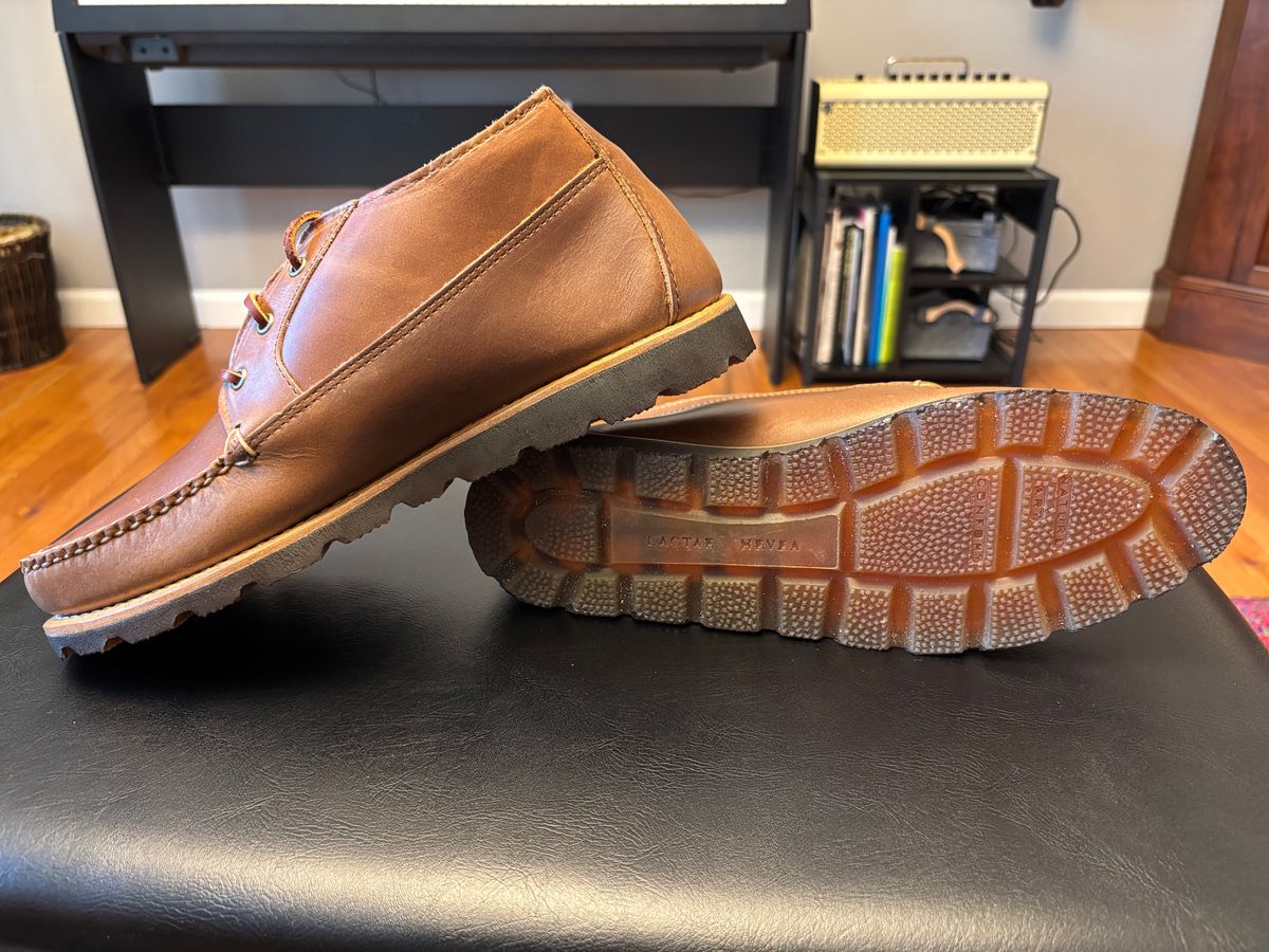 Photo by namawalla on July 29, 2025 of the Rancourt & Co. Acadia Chukka Redux in Horween Natural Chromexcel.