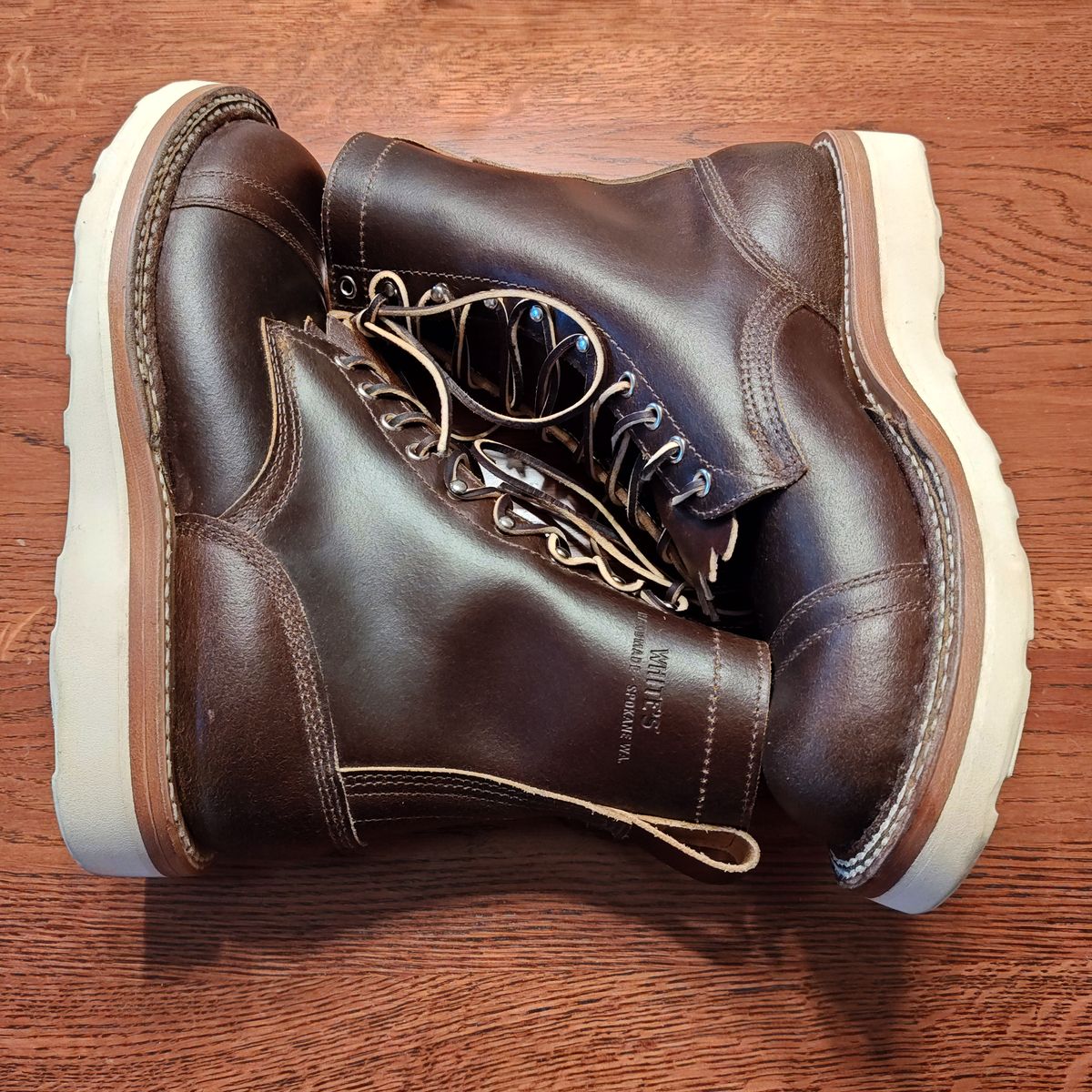 Photo by Spo1800 on October 2, 2025 of the White's Bounty Hunter in Horween Cinnamon Waxed Flesh.