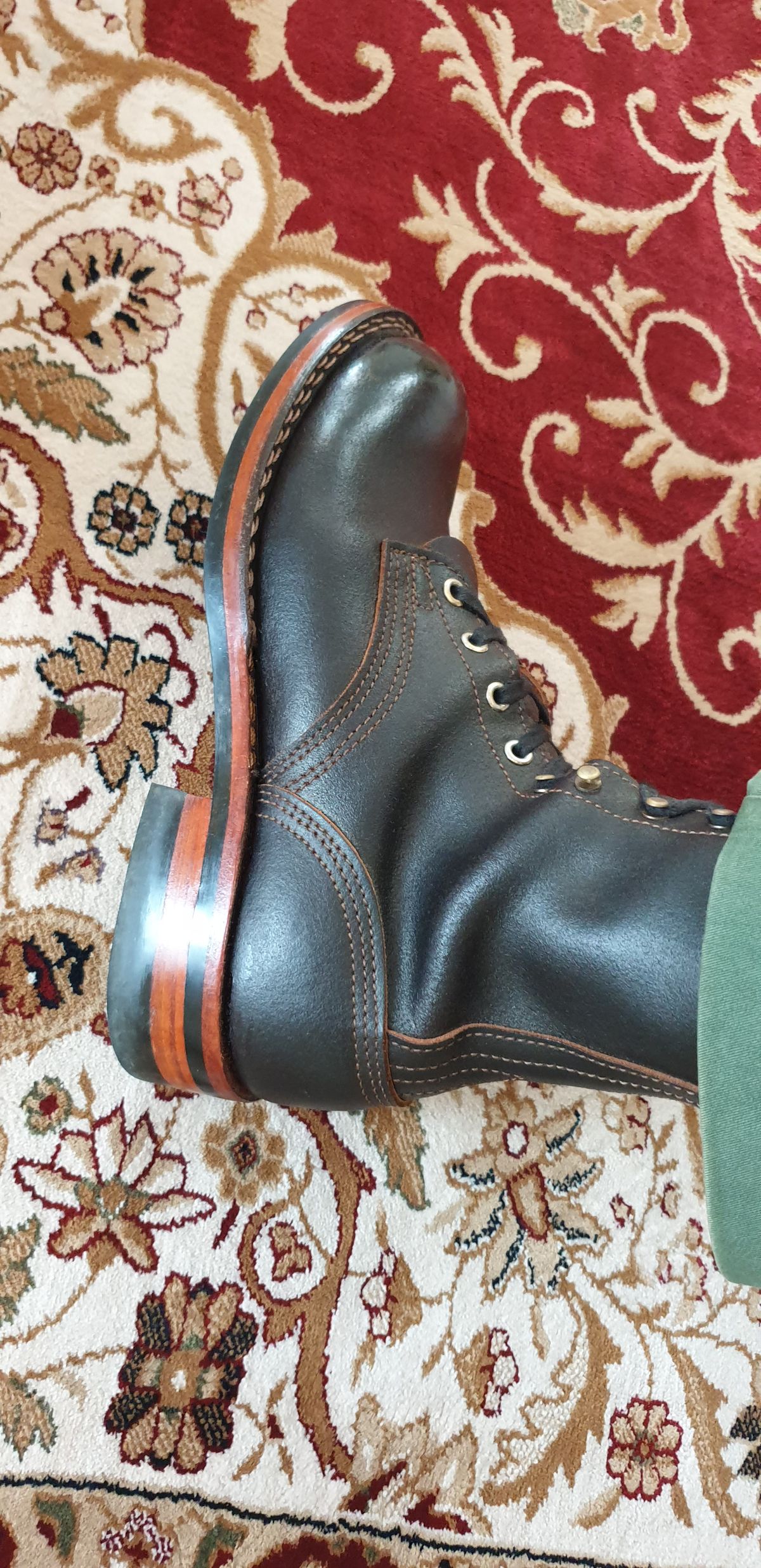 Photo by seeking_fullfilment on April 21, 2024 of the Nicks Officer in Horween Brown Waxed Flesh.