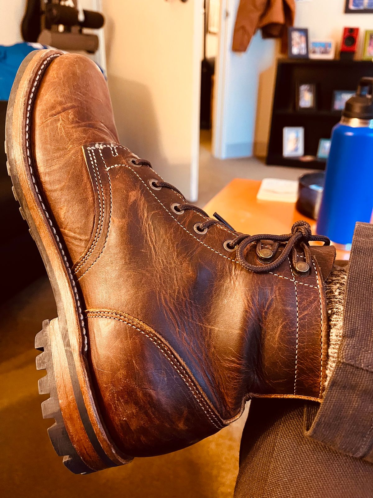 Photo by jayseeare72 on January 22, 2026 of the Truman Plain Toe Boot in Tobacco Snakebite.