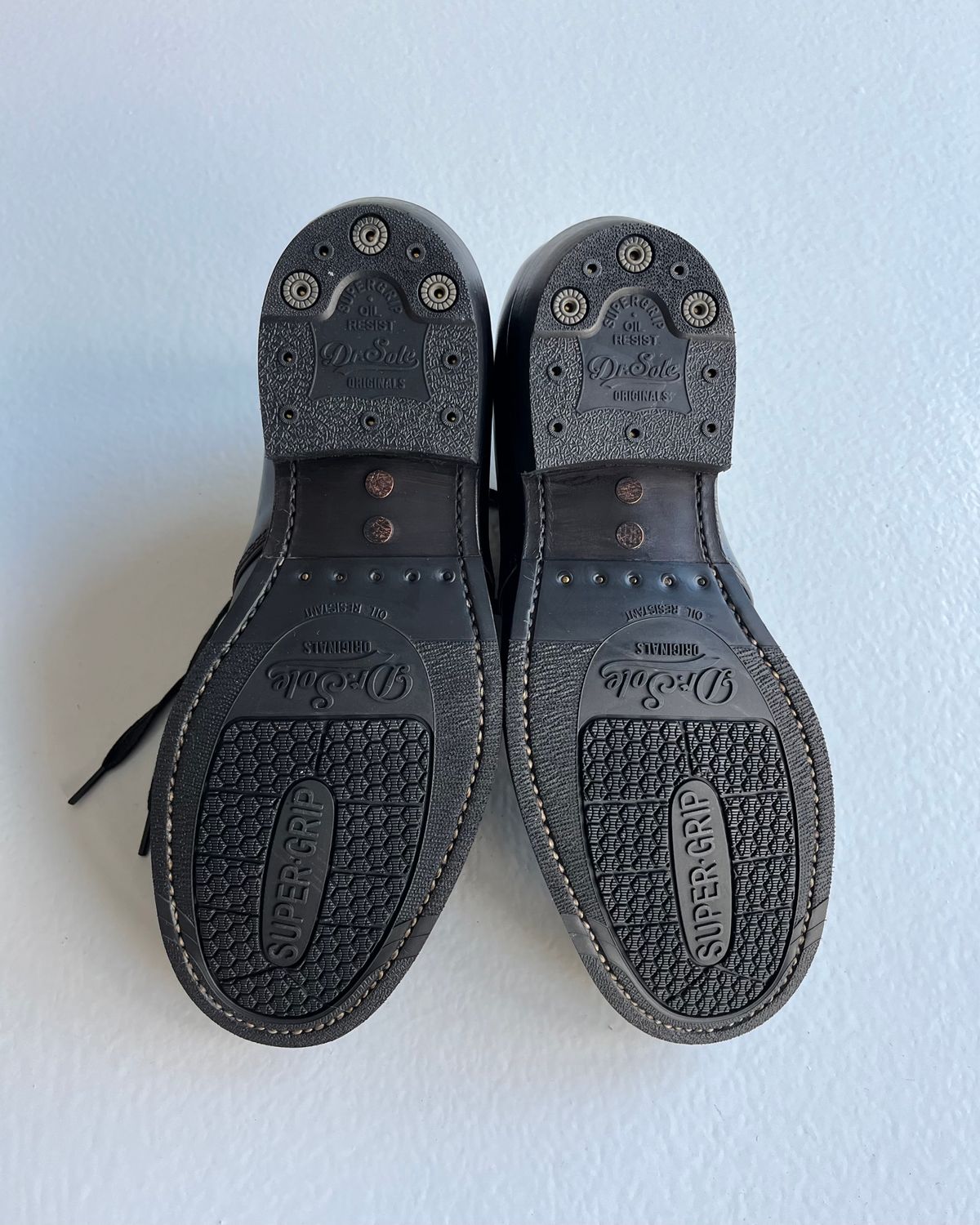 Photo by Sips on October 2, 2024 of the Flame Panda Chukkas in Maryam Natural Horsebutt Overdyed Brown then Black.