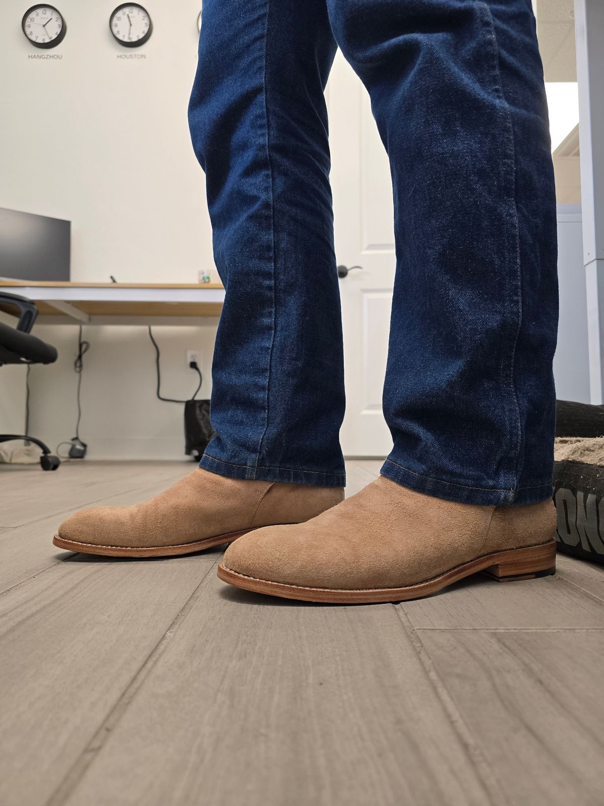Photo by Bobwoobe on January 6, 2026 of the Blkbrd Shoemaker Umaid Jodhpur Boot in Natural Ruffout.
