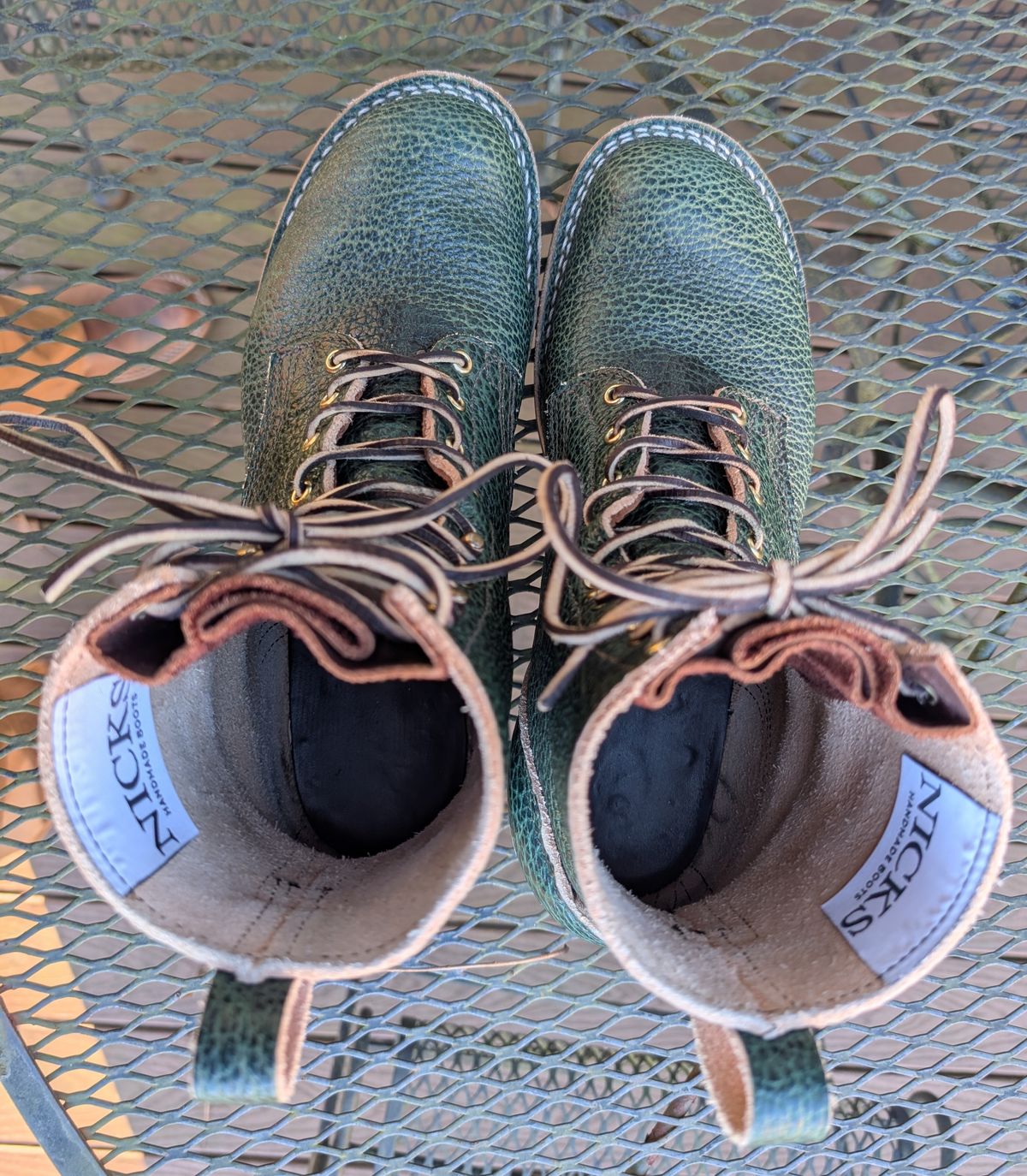 Photo by thetable123 on November 5, 2025 of the Nicks MTO in Horween Yellowstone Greener Pastures.