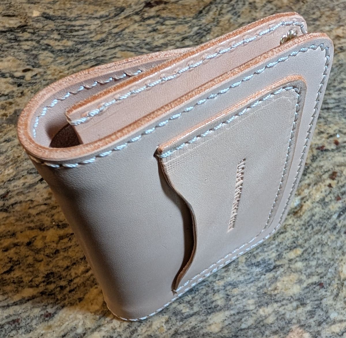 Photo by thetable123 on October 1, 2025 of the Nicks Mini Trucker Wallet in Wickett & Craig Natural Veg Tan.