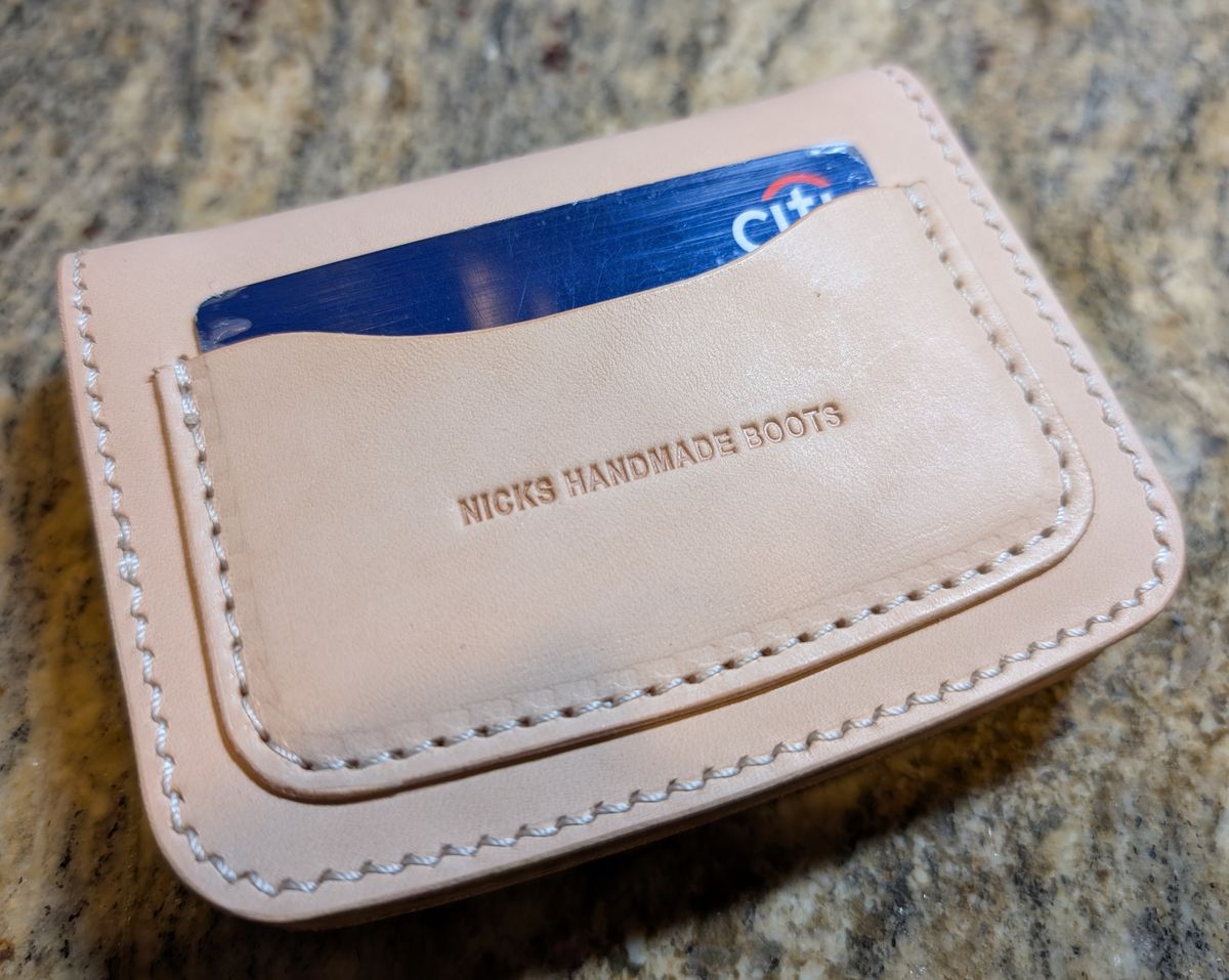 Photo by thetable123 on October 1, 2025 of the Nicks Mini Trucker Wallet in Wickett & Craig Natural Veg Tan.