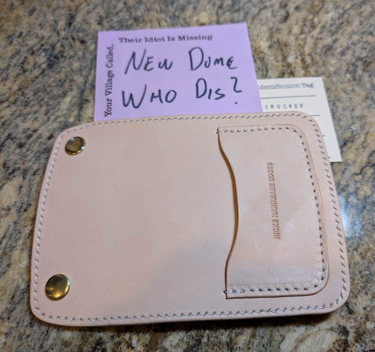 Photo by thetable123 on October 1, 2025 of the Nicks Mini Trucker Wallet in Wickett & Craig Natural Veg Tan.