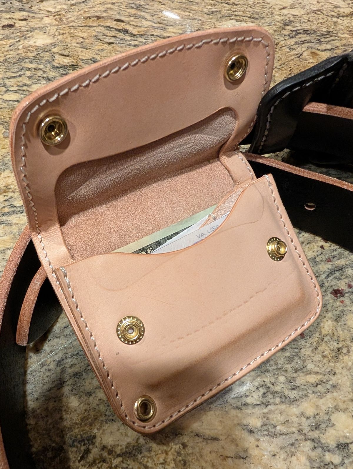 Photo by thetable123 on November 6, 2025 of the Nicks Mini Trucker Wallet in Wickett & Craig Natural Veg Tan.
