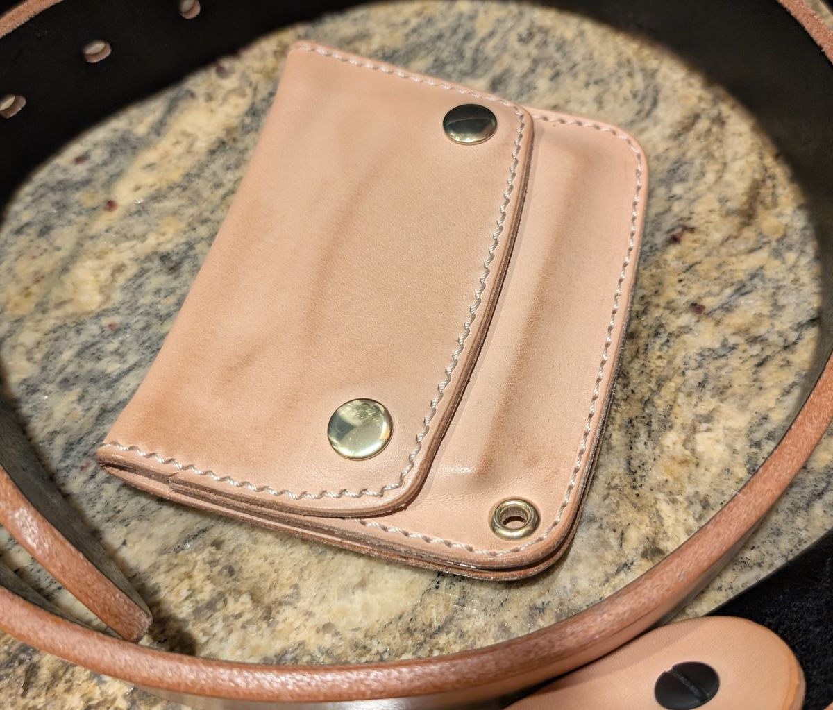 Photo by thetable123 on November 6, 2025 of the Nicks Mini Trucker Wallet in Wickett & Craig Natural Veg Tan.