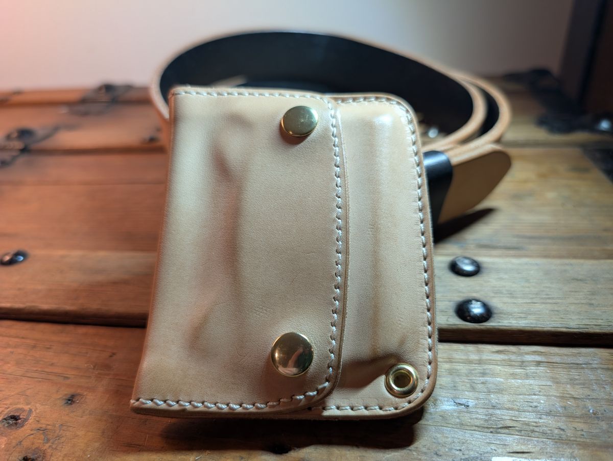 Photo by thetable123 on December 6, 2025 of the Nicks Mini Trucker Wallet in Wickett & Craig Natural Veg Tan.