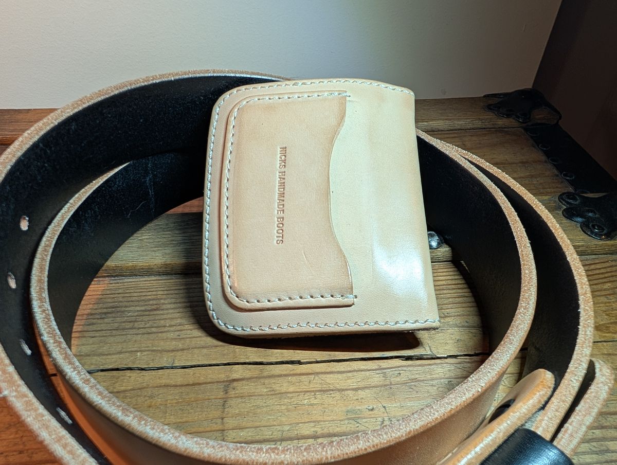 Photo by thetable123 on December 6, 2025 of the Nicks Mini Trucker Wallet in Wickett & Craig Natural Veg Tan.