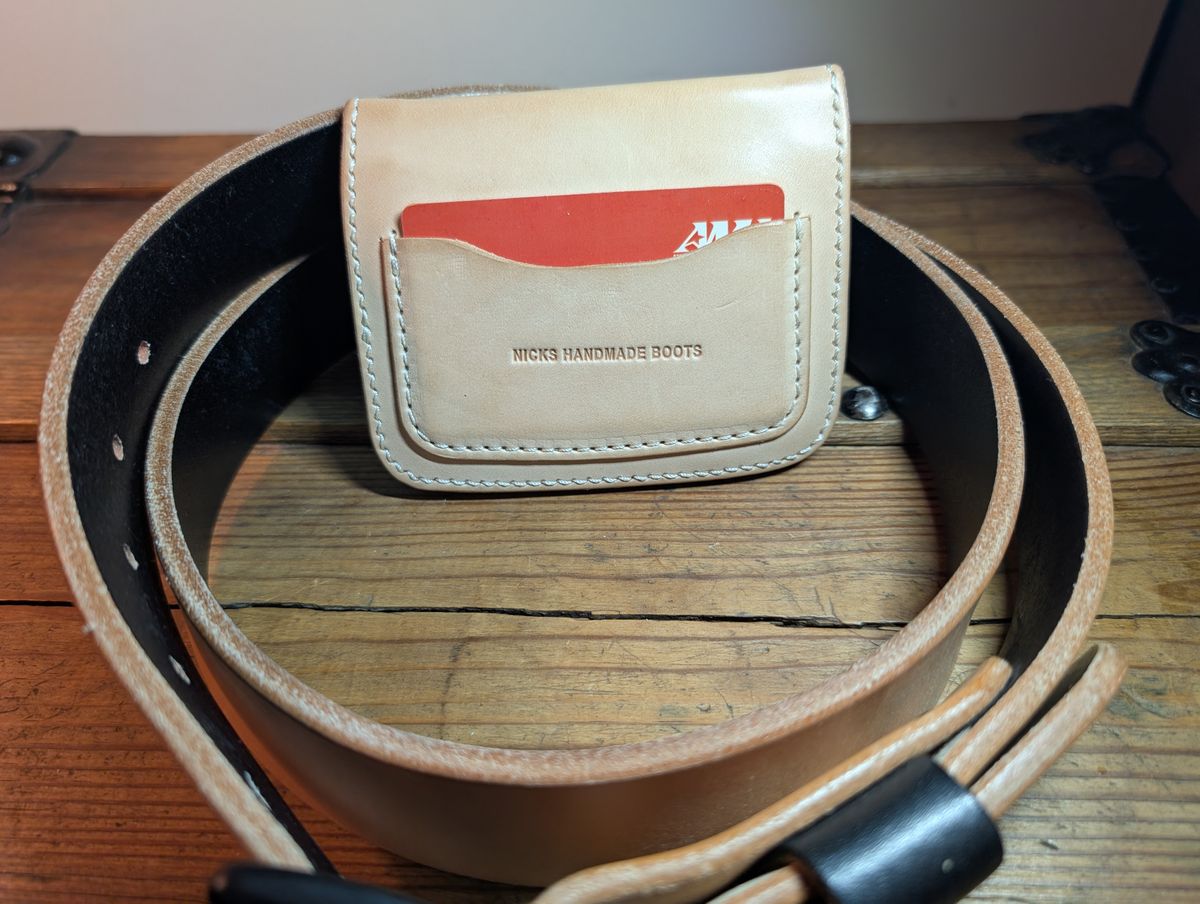 Photo by thetable123 on December 6, 2025 of the Nicks Mini Trucker Wallet in Wickett & Craig Natural Veg Tan.