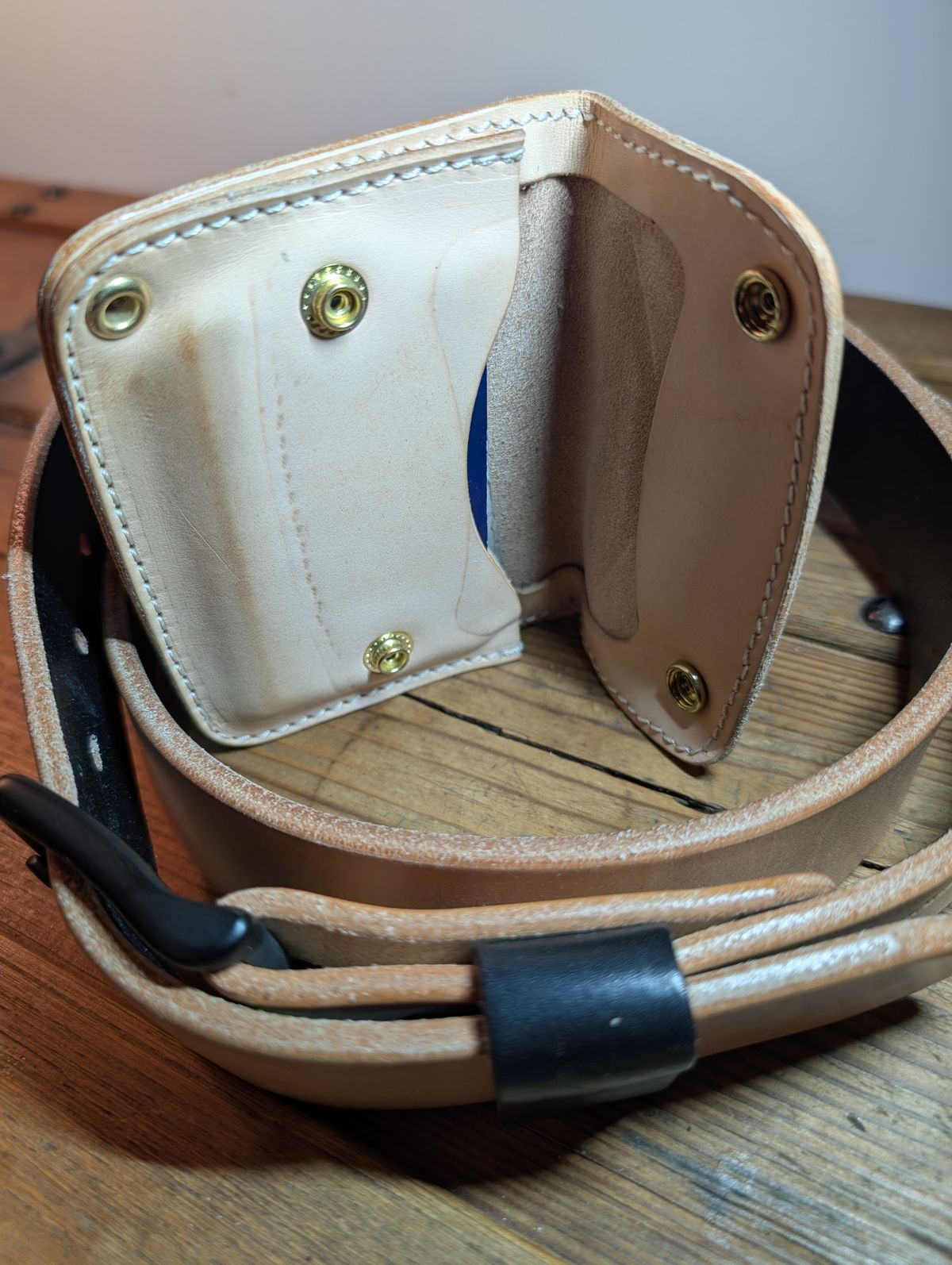 Photo by thetable123 on December 6, 2025 of the Nicks Mini Trucker Wallet in Wickett & Craig Natural Veg Tan.