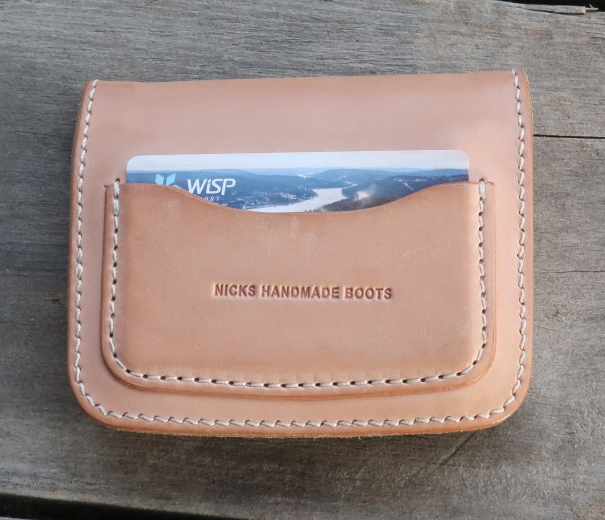 Photo by thetable123 on January 5, 2026 of the Nicks Mini Trucker Wallet in Wickett & Craig Natural Veg Tan.