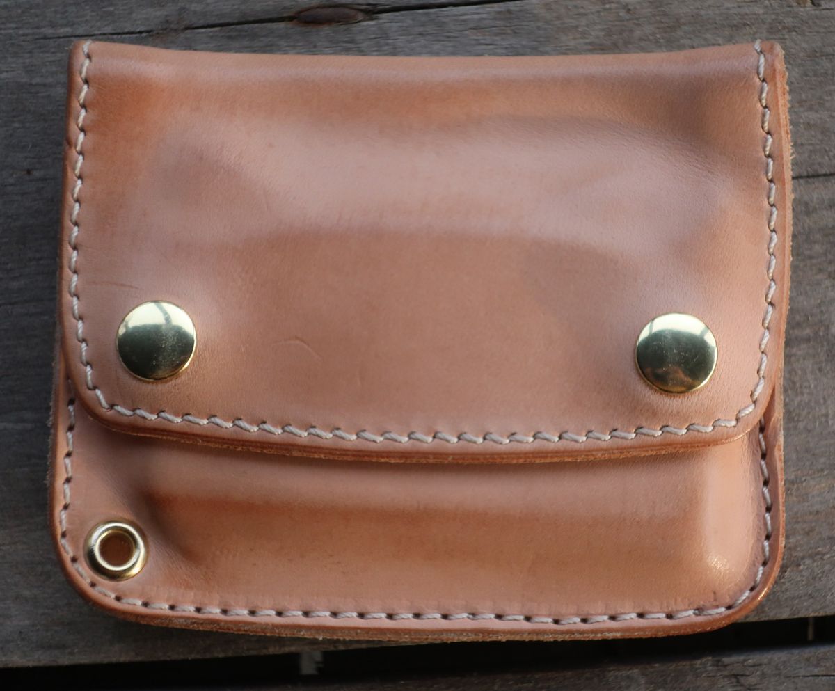 Photo by thetable123 on January 5, 2026 of the Nicks Mini Trucker Wallet in Wickett & Craig Natural Veg Tan.