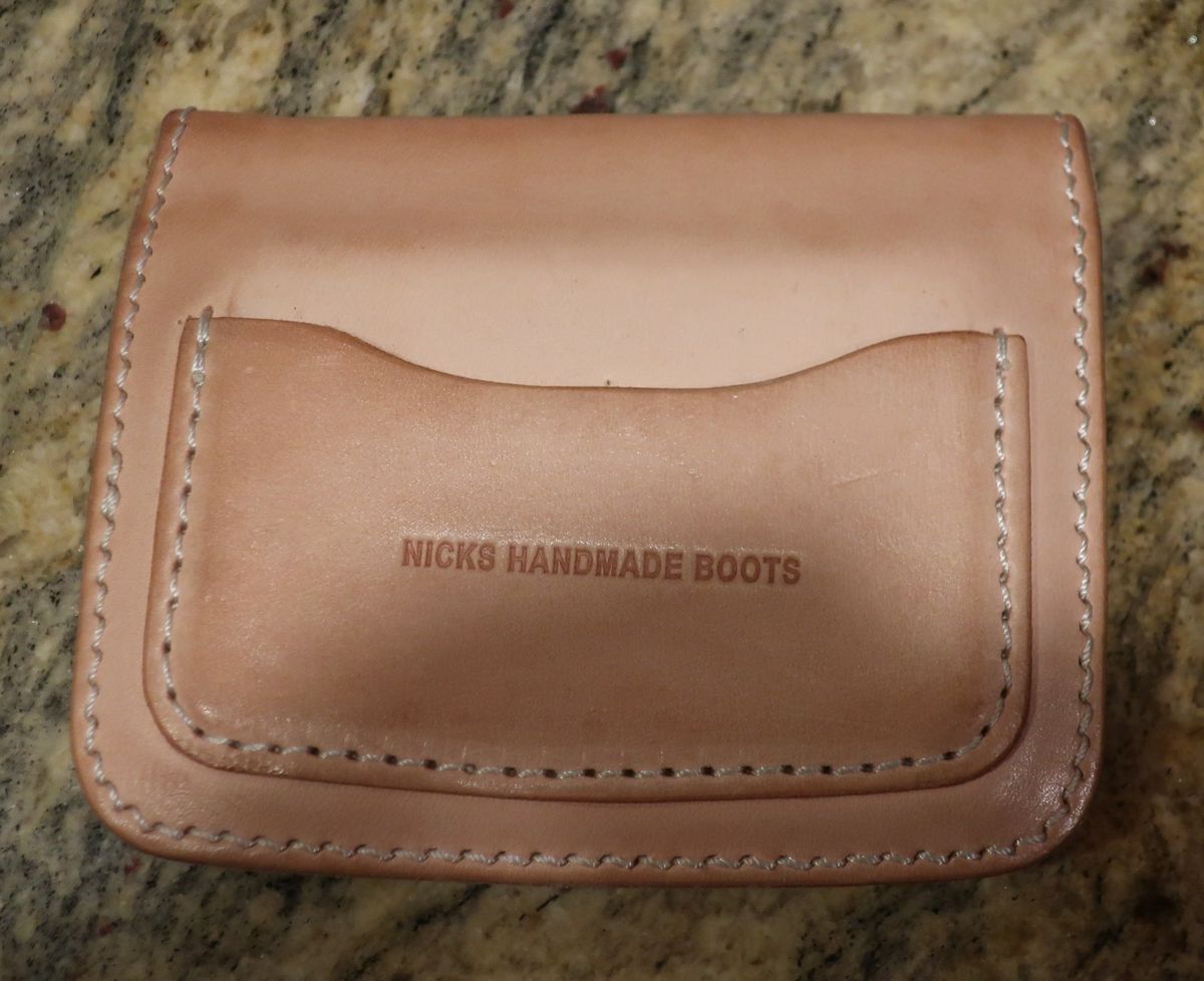 Photo by thetable123 on February 6, 2026 of the Nicks Mini Trucker Wallet in Wickett & Craig Natural Veg Tan.